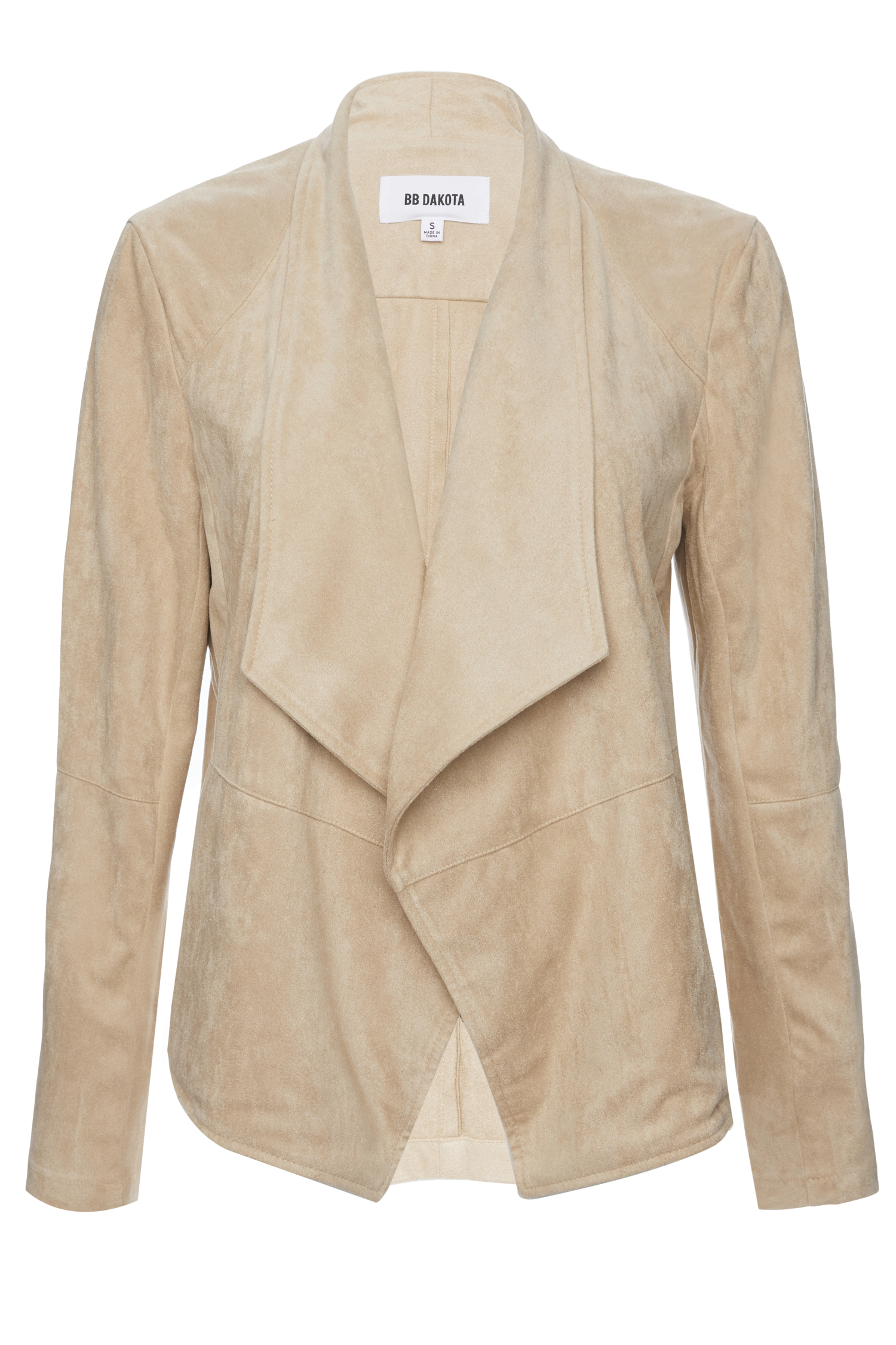 BB Dakota Faux Suede Drape Front Jacket