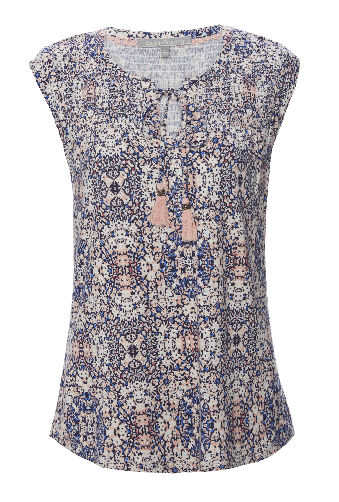 Daniel Rainn Tassel Tie Printed Top