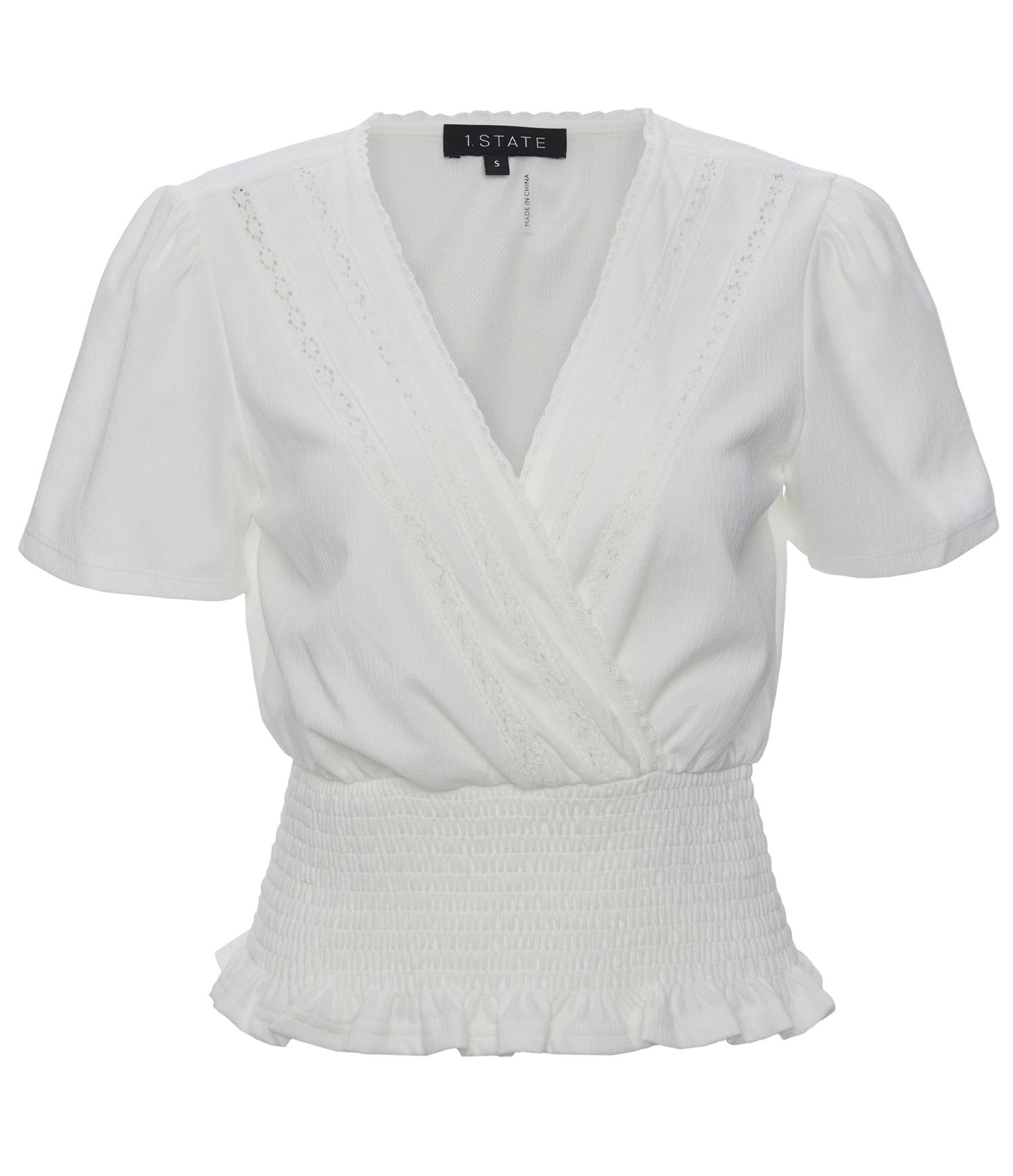 1. State Short Sleeve Smocked Waist Top