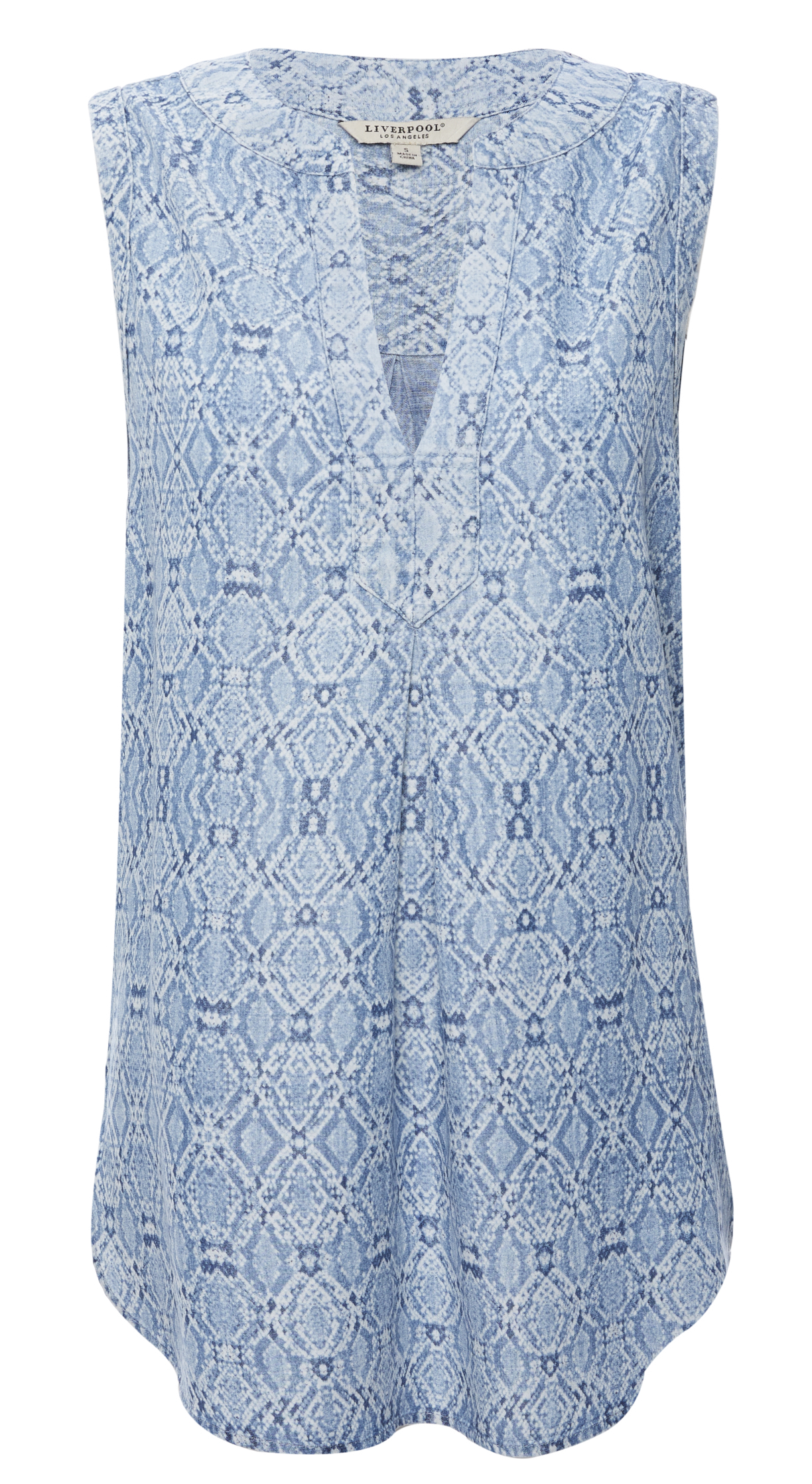 Liverpool Mandarin Collar Printed Top