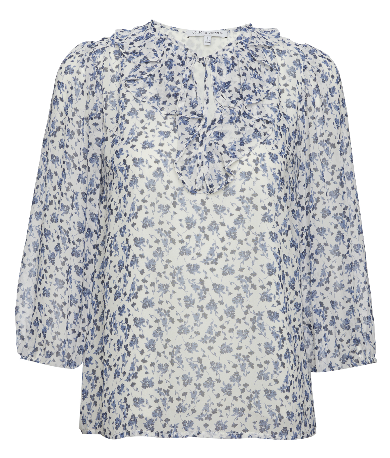 Collective Concepts 3/4 Sleeve Neck Tie Blouse