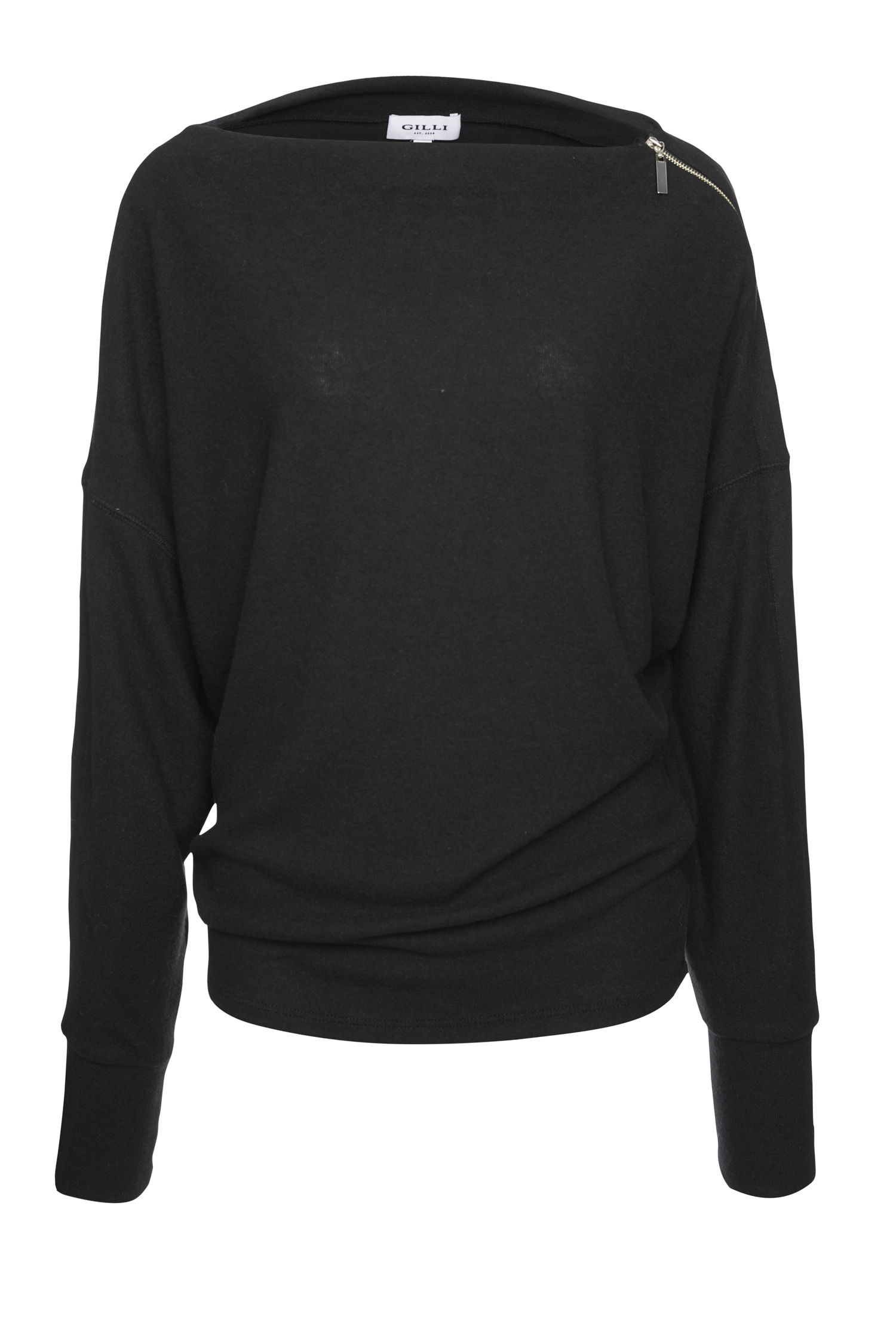 Katie Zipped Boat Neck Long Sleeve Top