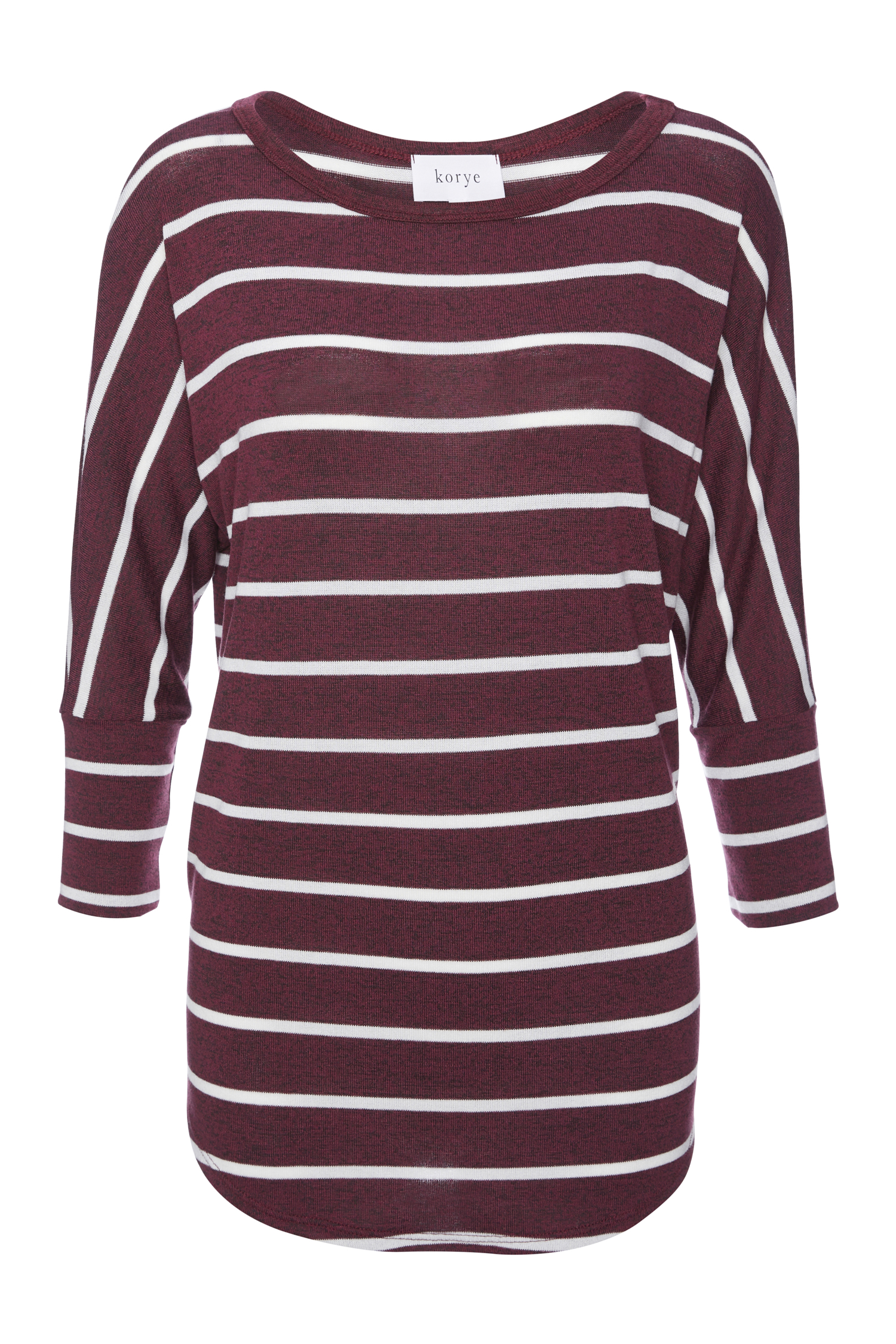 3/4 Striped Dolman Sleeve Knit Top