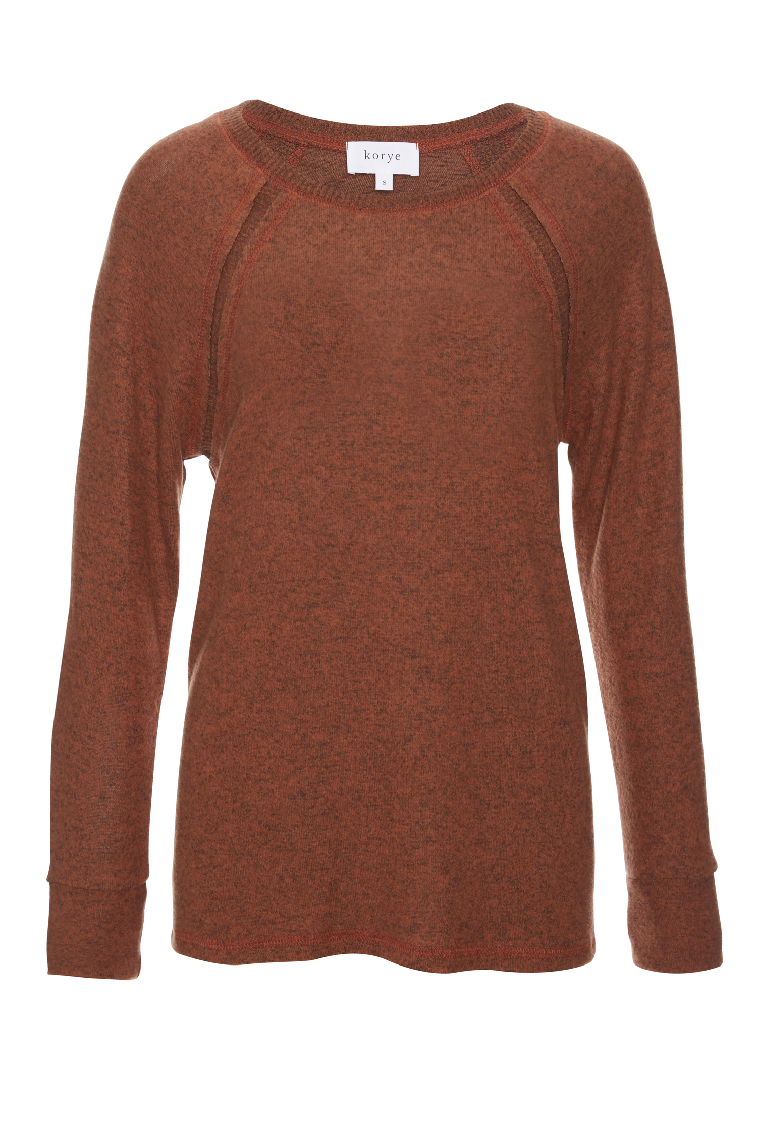 Emilia Brushed Raglan Sleeve Top with Rib Contrast