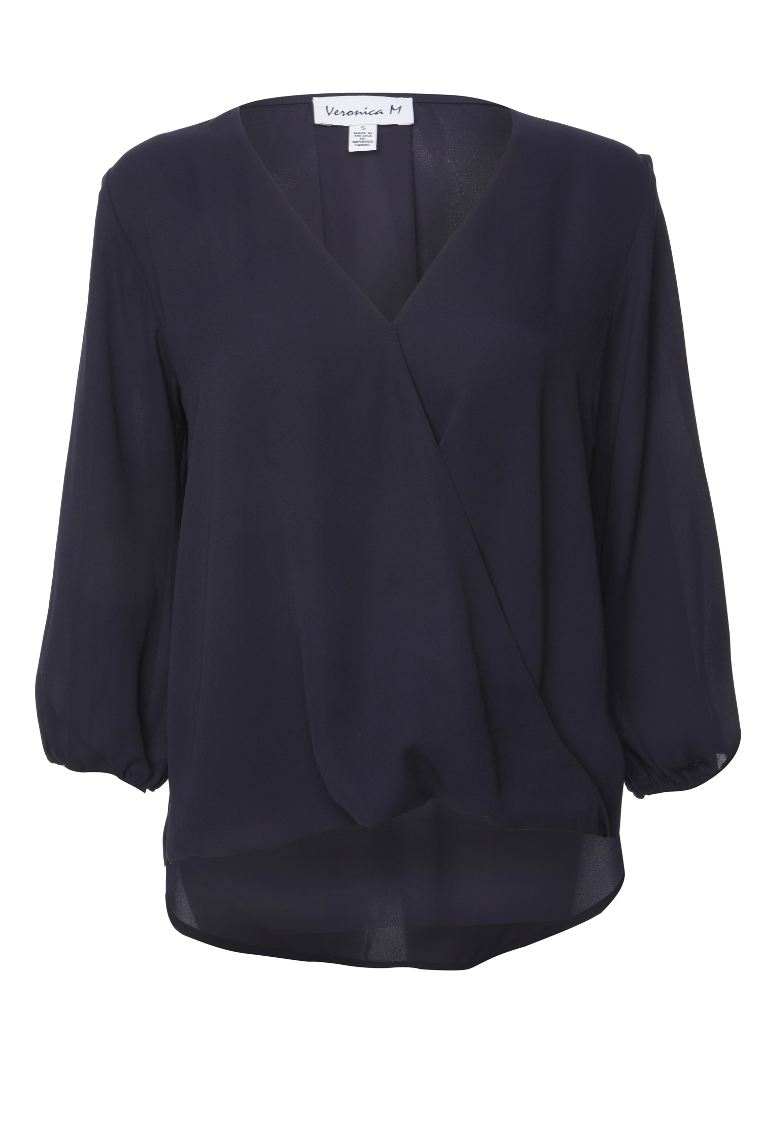 Veronica M 3/4 Sleeve Surplice Blouse