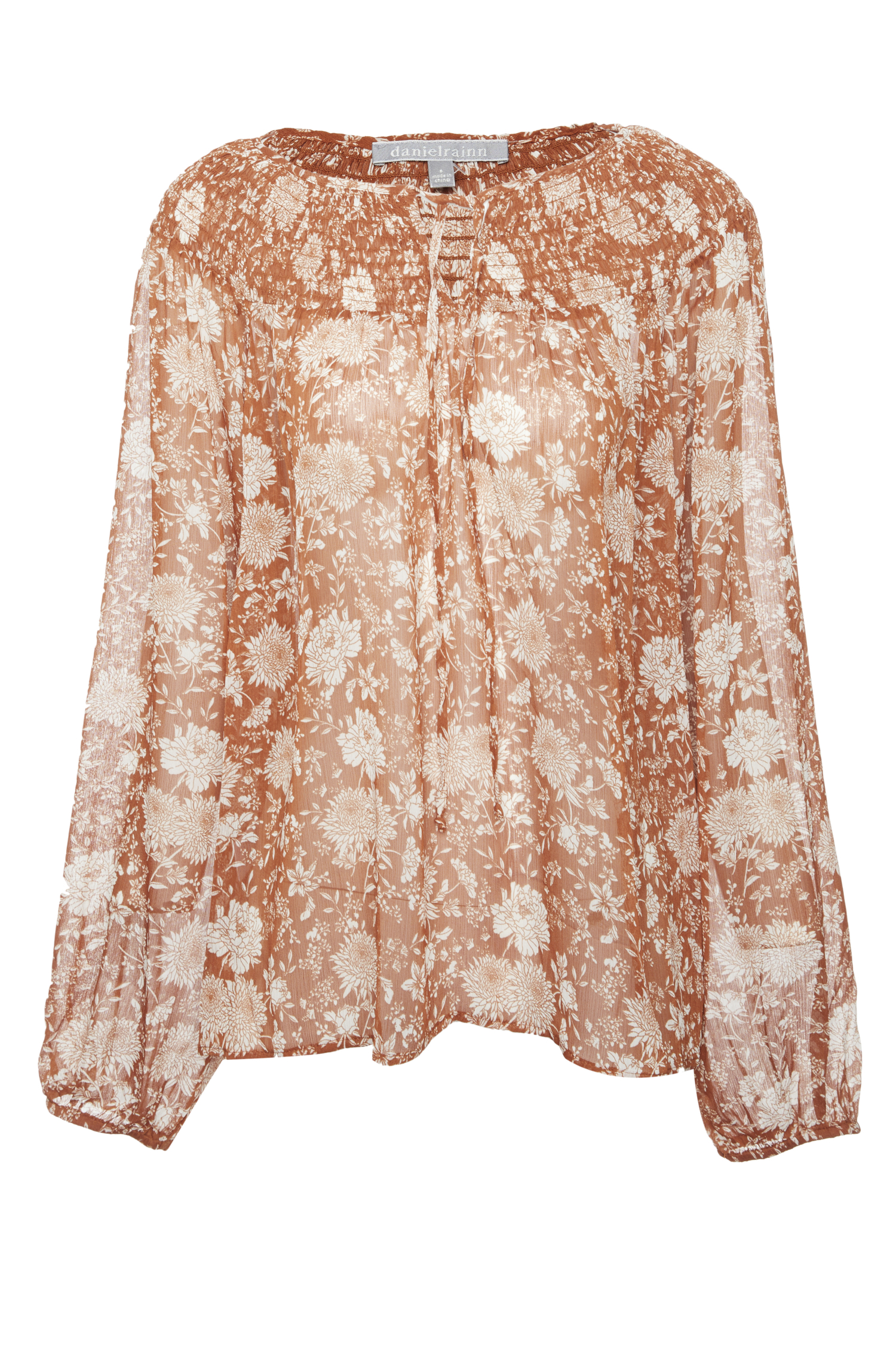 Daniel Rainn Semi-Sheer Floral Blouse