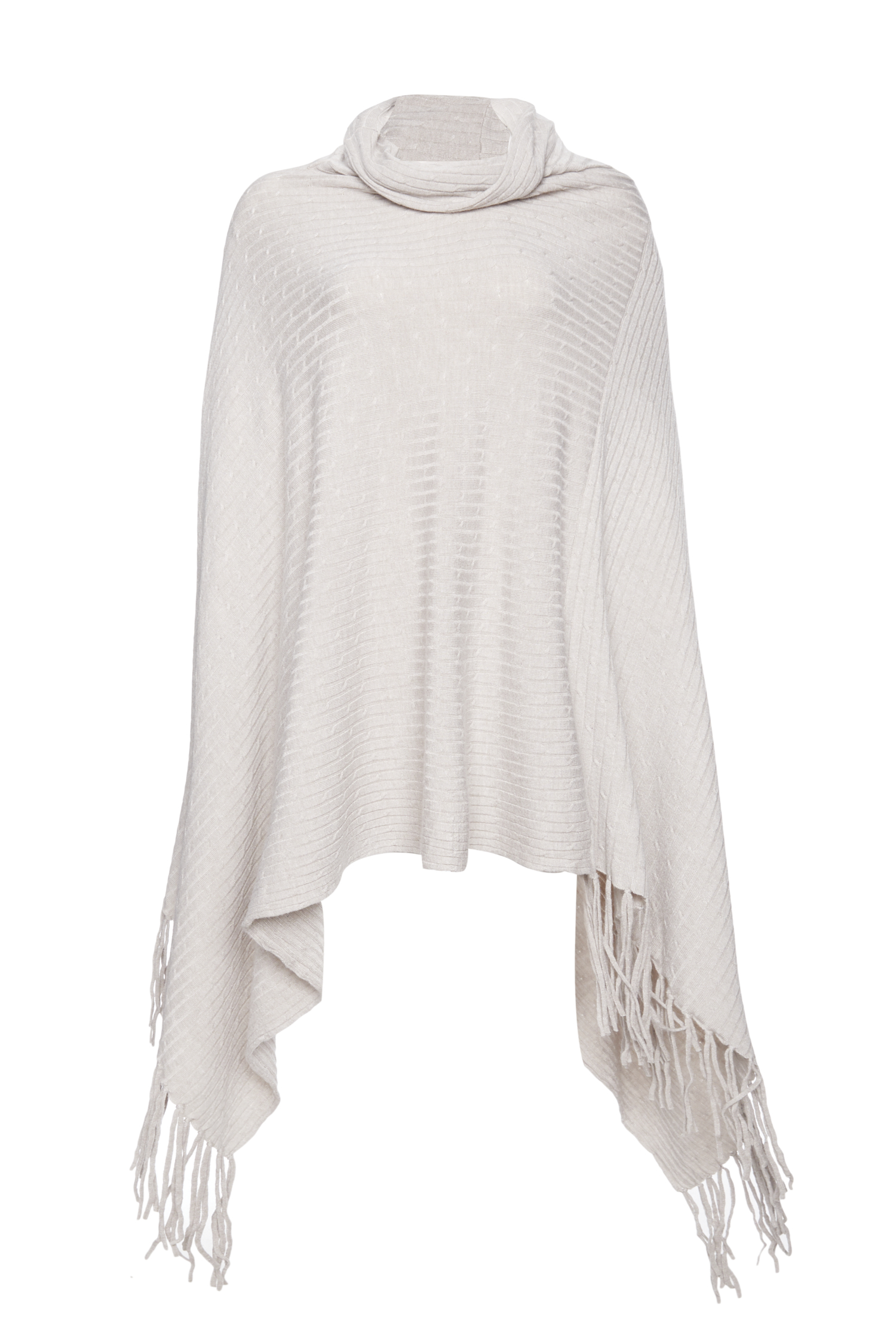 Boho Fringe Cowl Neck Poncho Sweater