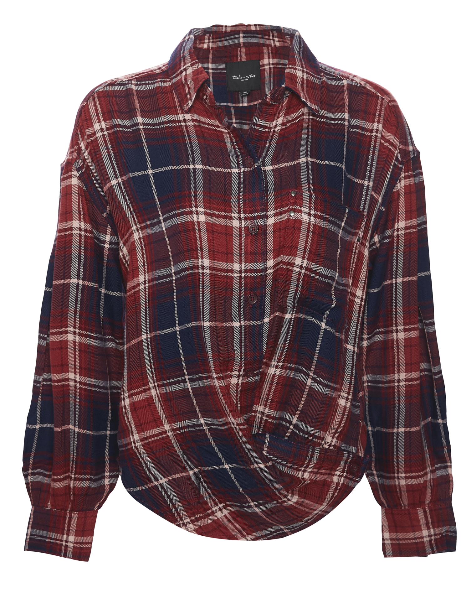 BeachLunchLounge Twist Front Plaid Top
