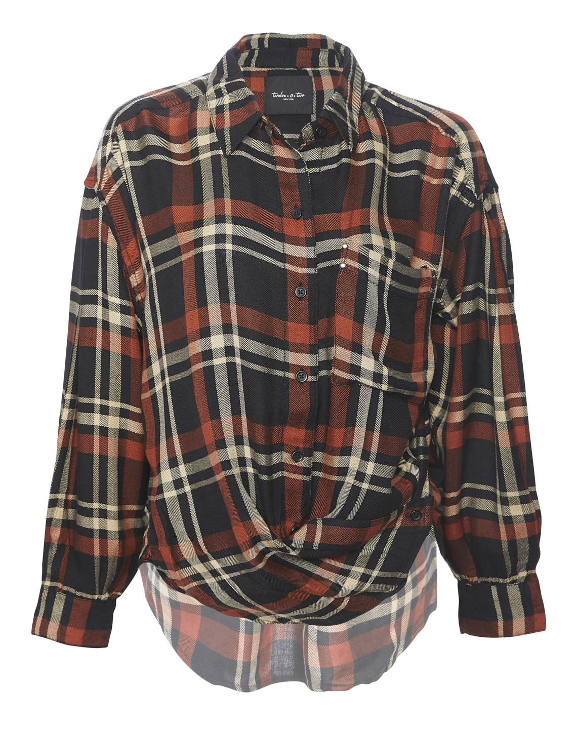 BeachLunchLounge Twist Front Plaid Top