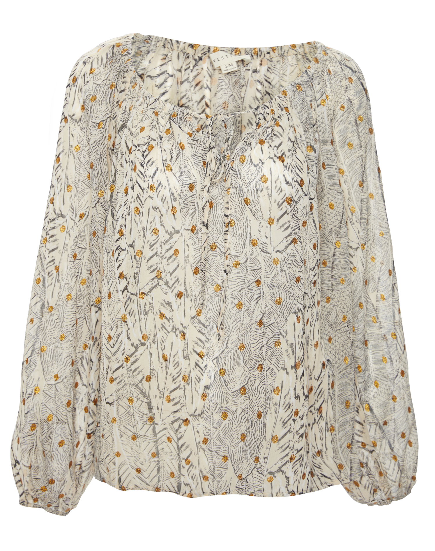 Feather Print Peasant Top