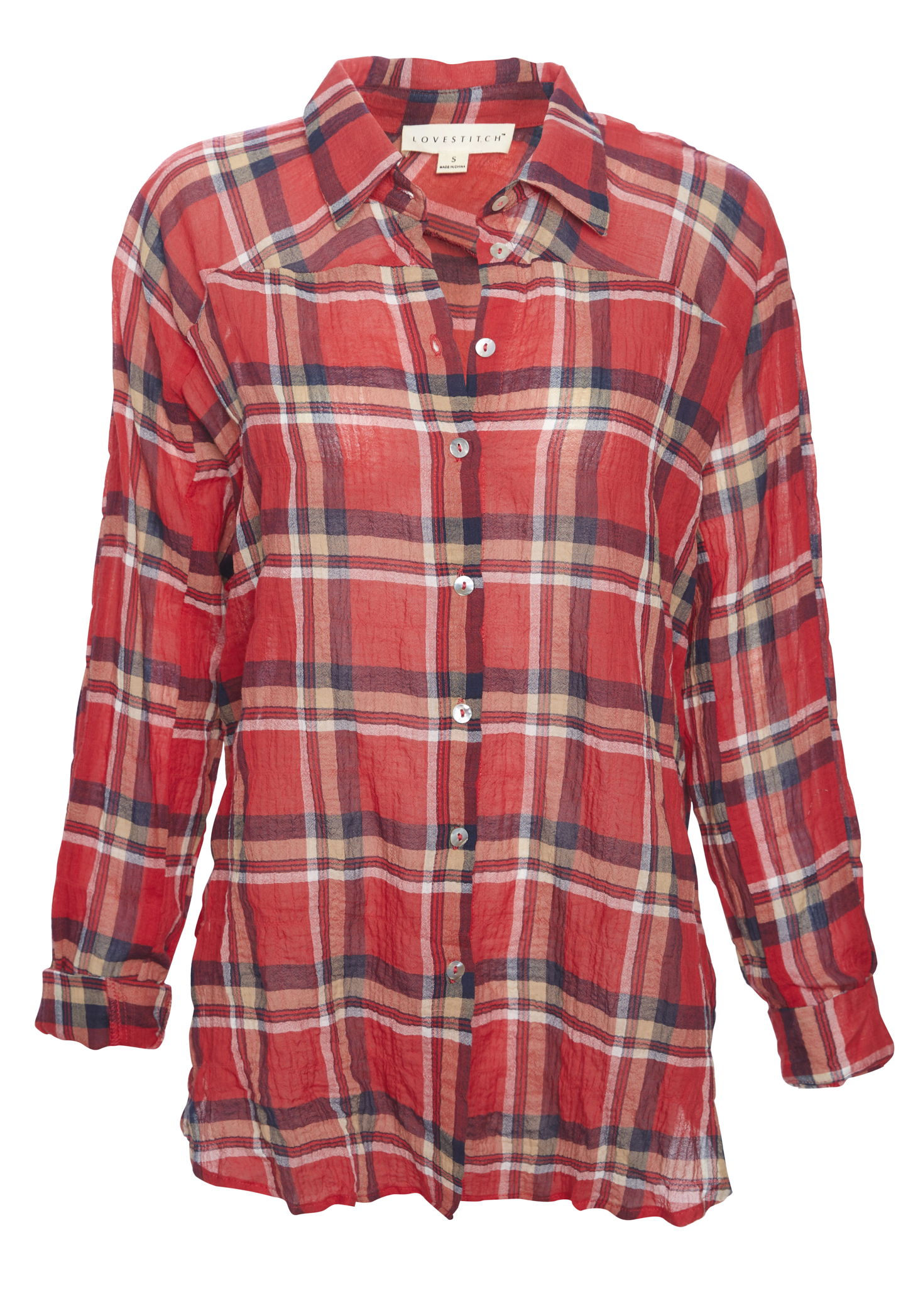 Long Sleeve Plaid Button Down Top