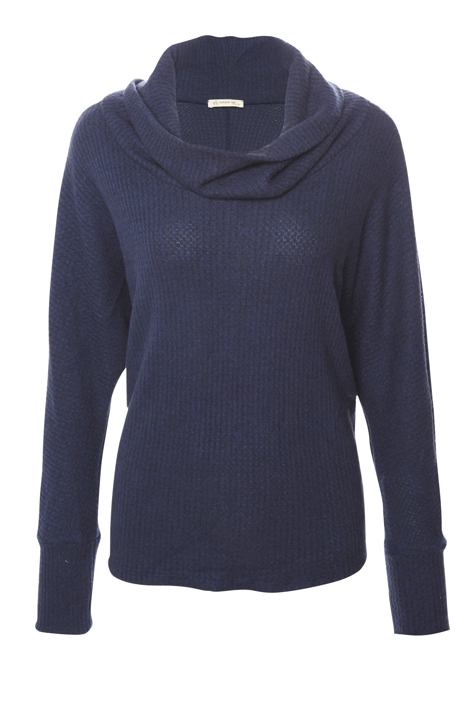 Cowl Neck Brushed Waffle Knit Top