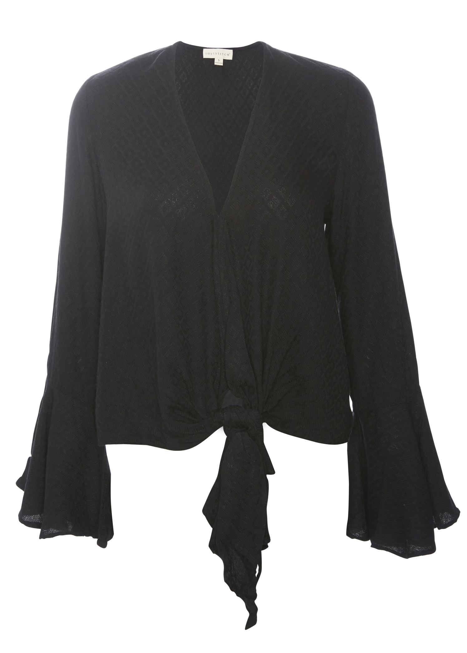 Front Tie Geo Print Blouse