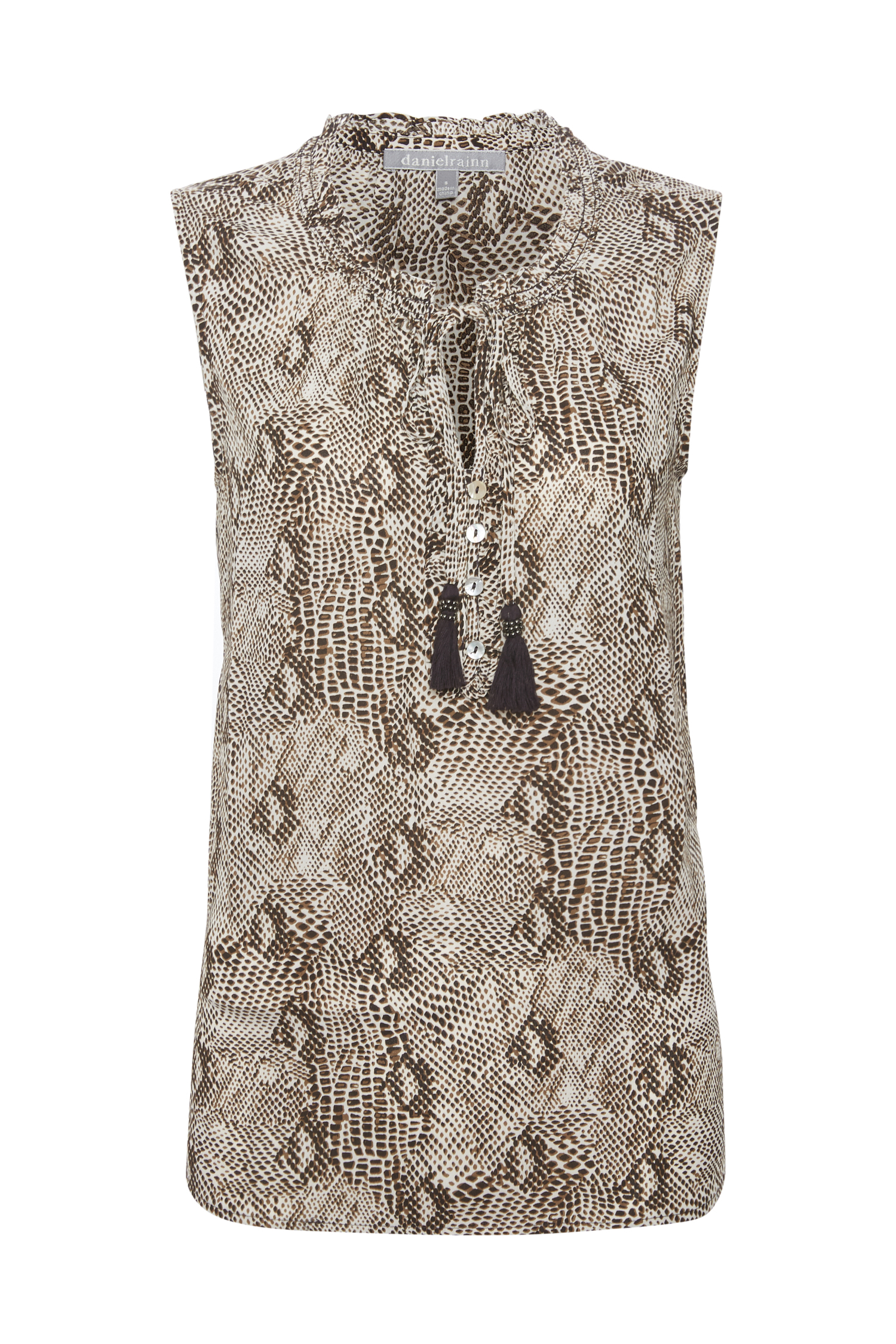 Daniel Rainn Sleeveless Snake Print Top