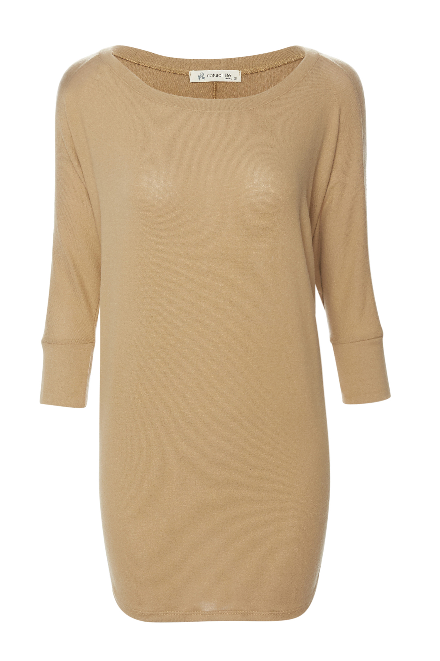 Boat Neck Brushed 3/4 Sleeve Top