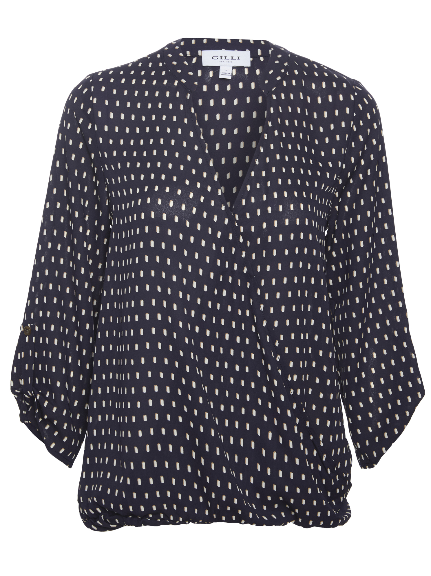 3/4 Sleeve Surplice Printed Blouse