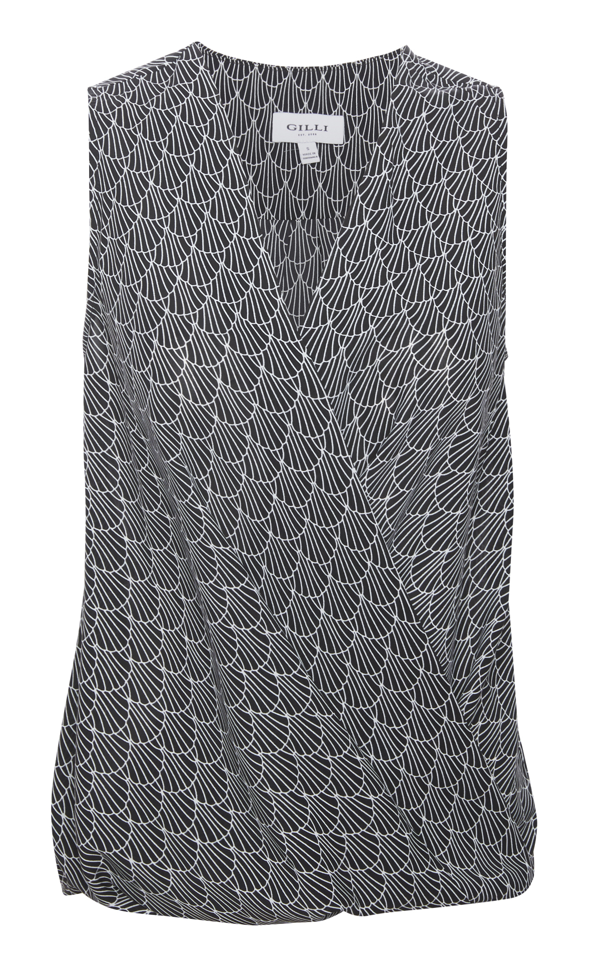 Printed Sleeveless Surplice Top