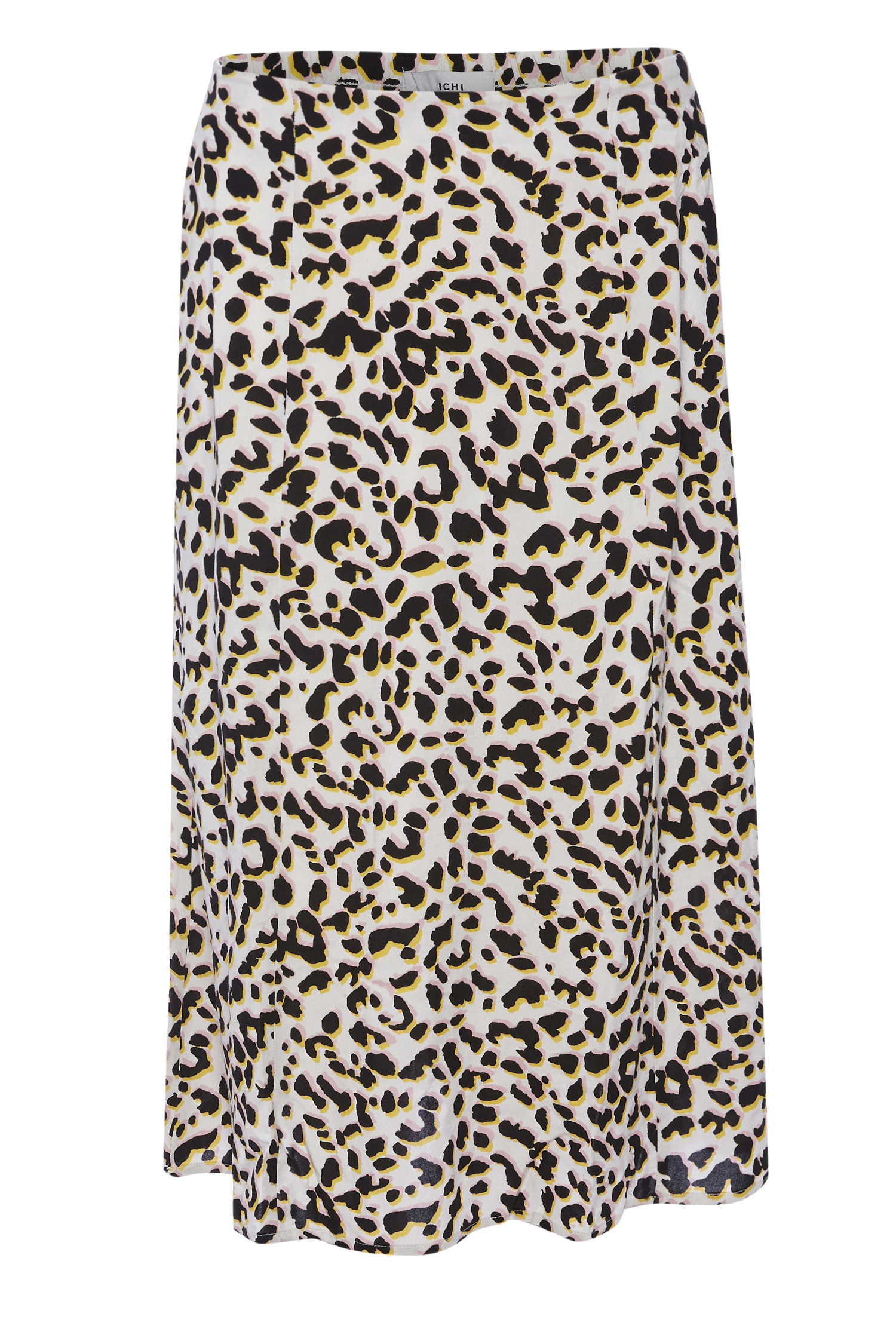 ICHI Animal Print Midi Skirt