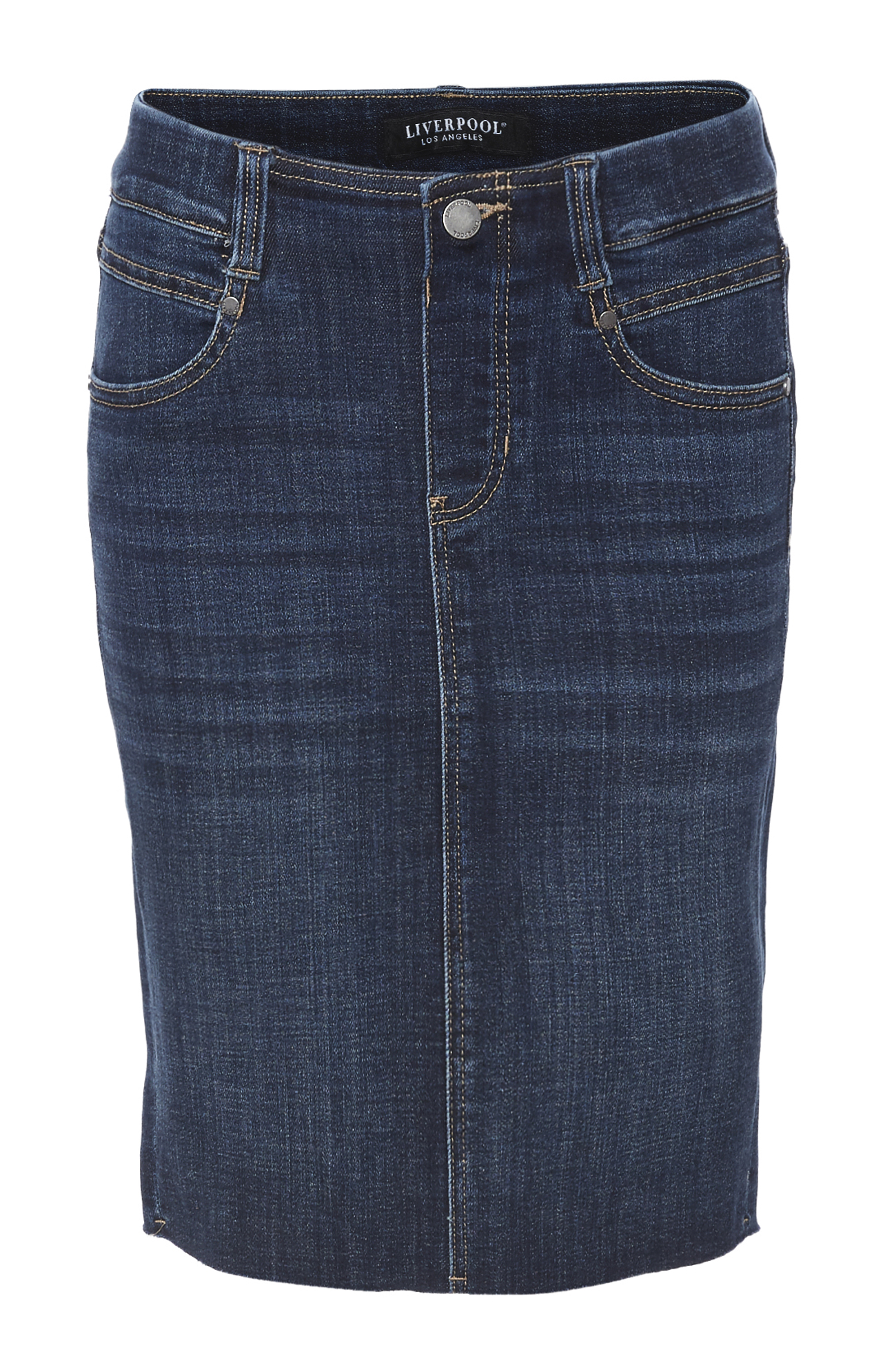 Liverpool Pull On Denim Pencil Skirt