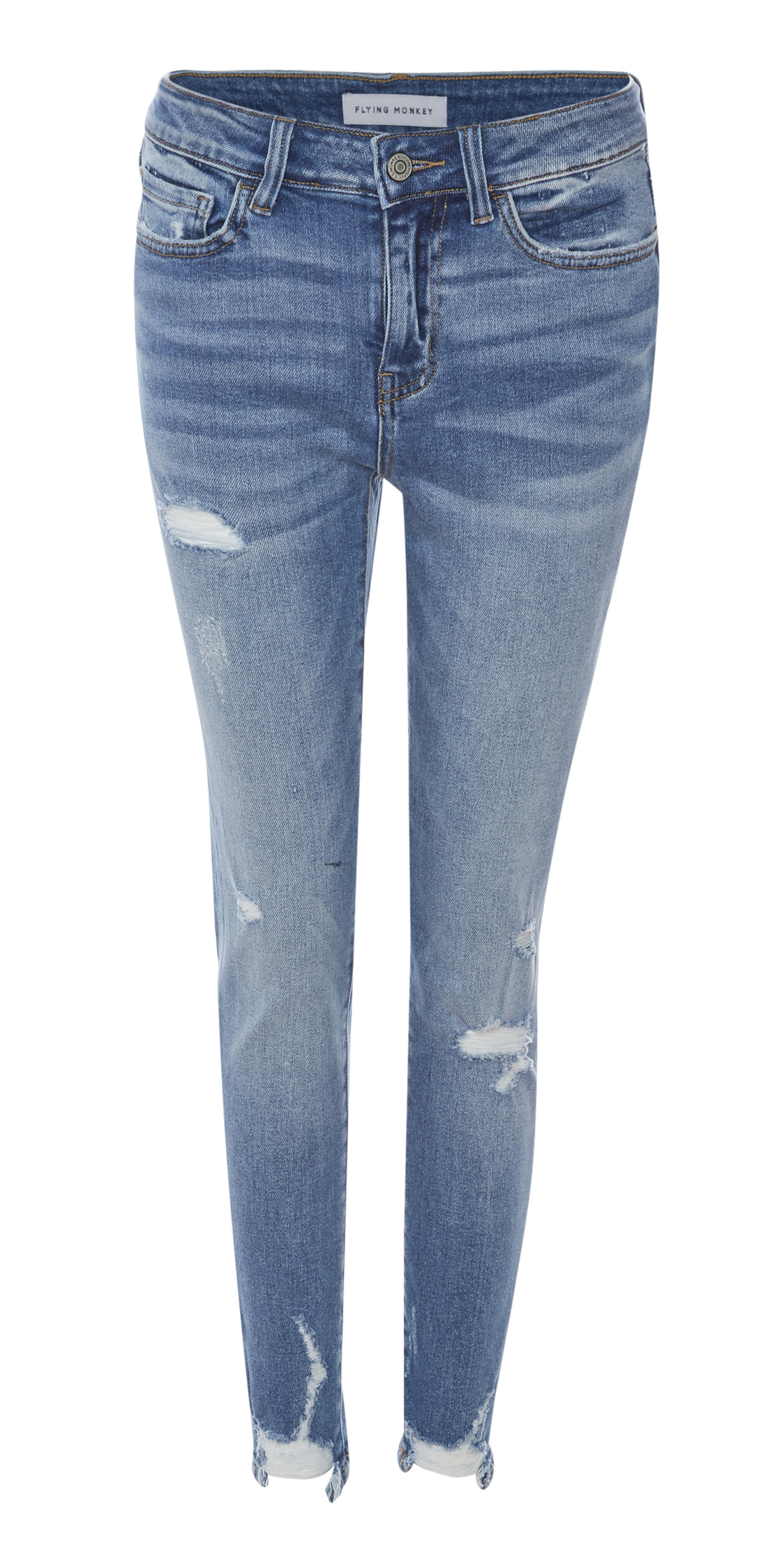 Mid Rise Distressed Crop Denim