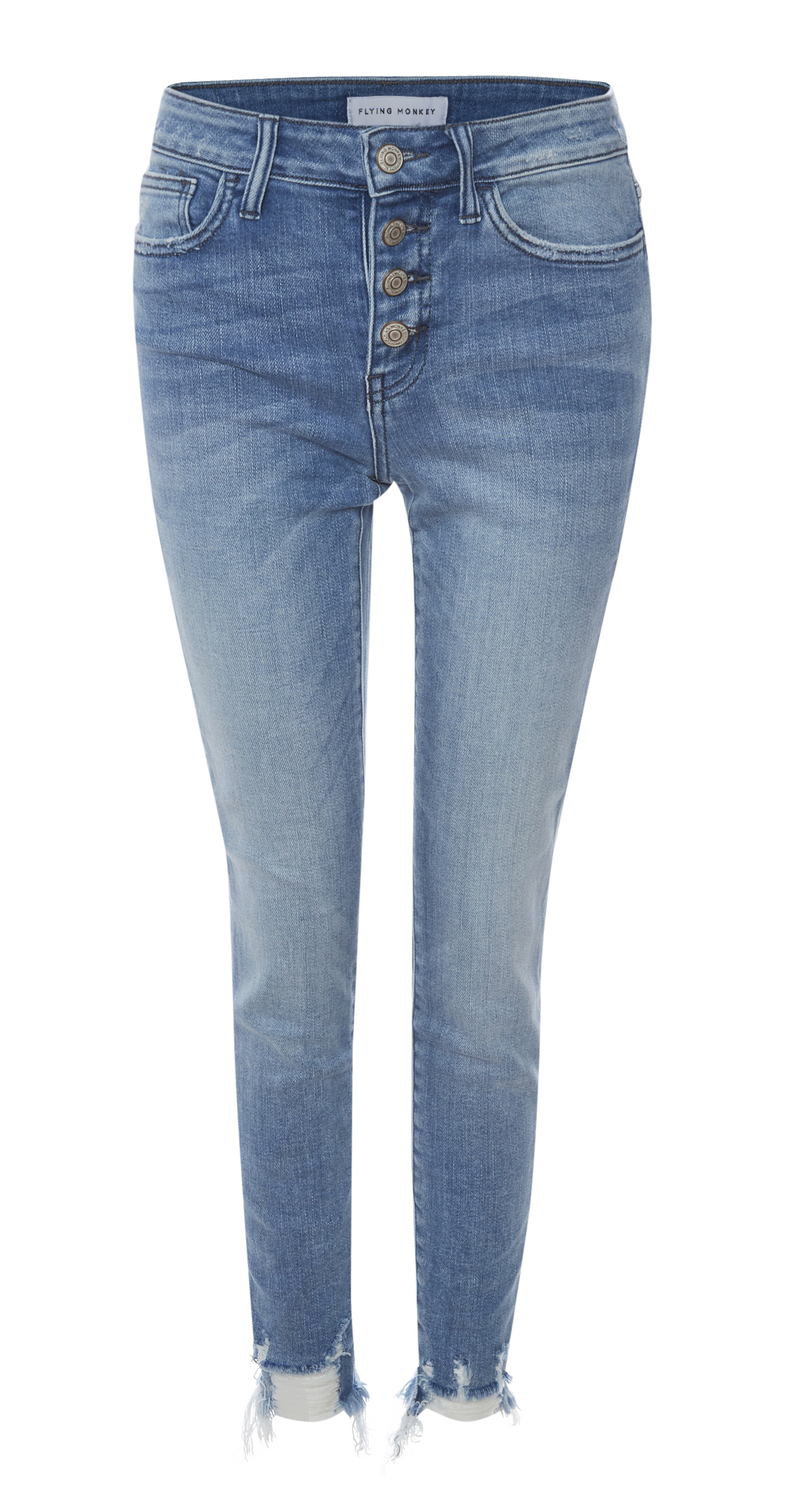 Button Up Distressed Crop Denim