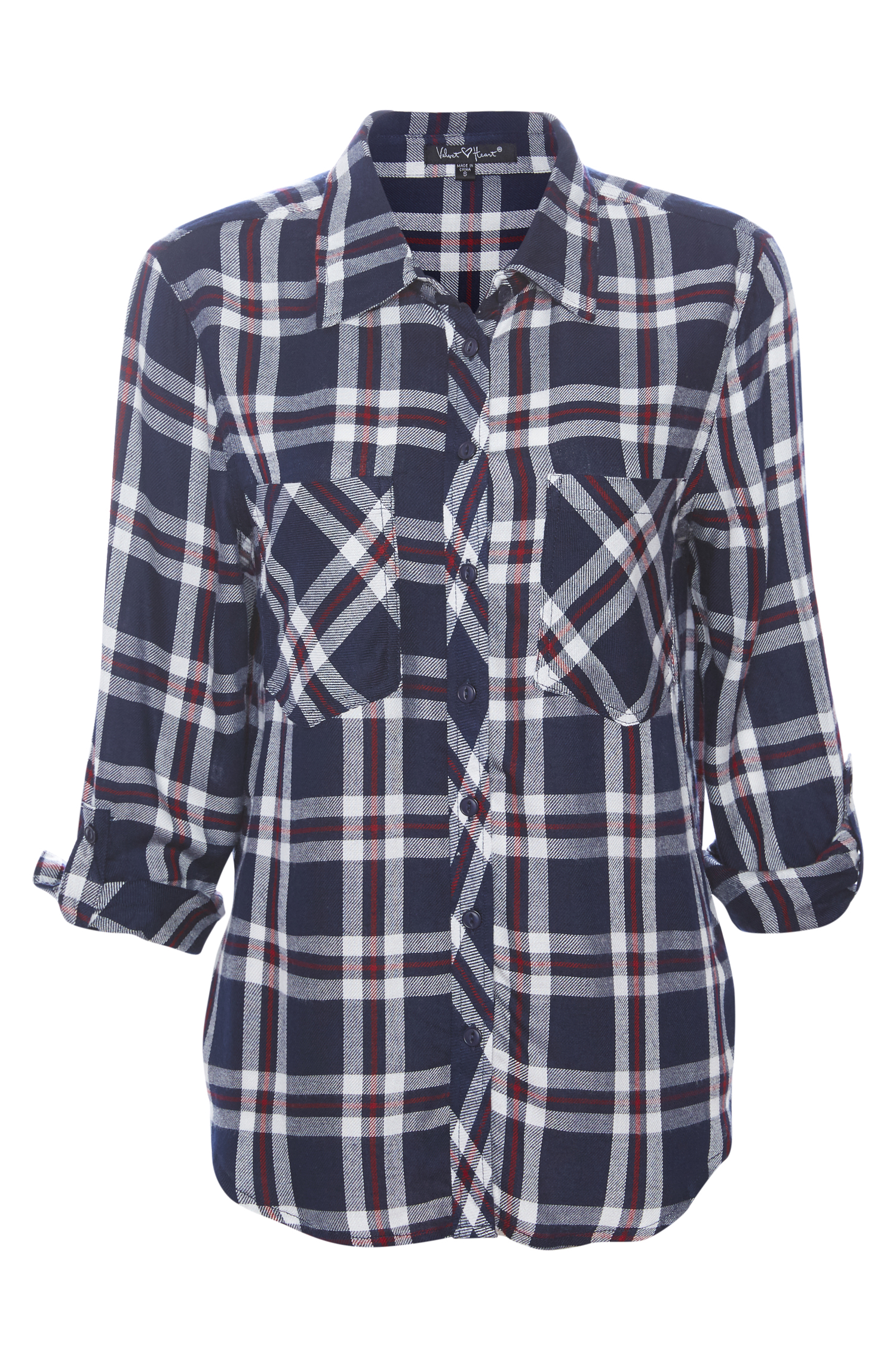 Velvet Heart Plaid Top