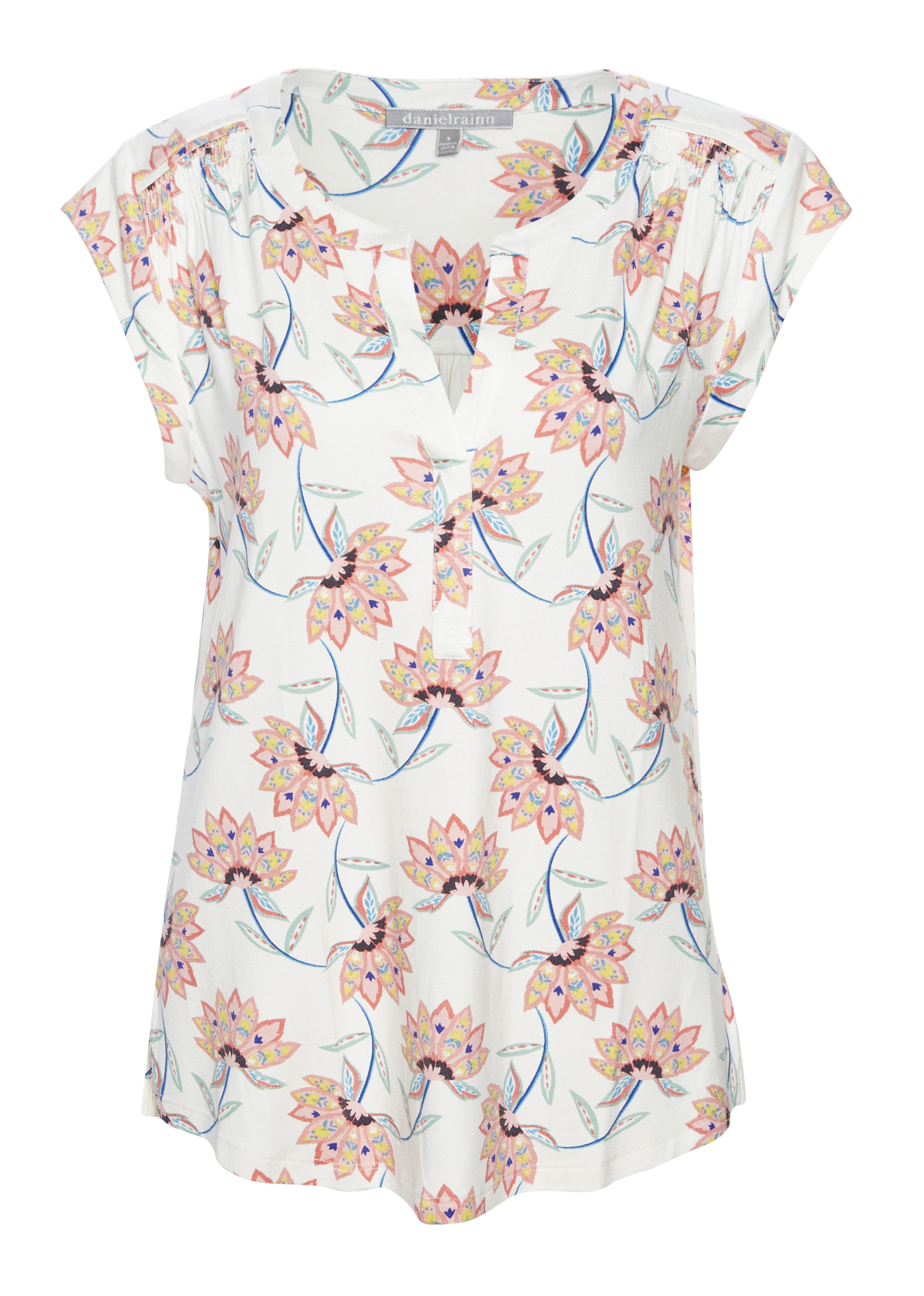 Daniel Rainn Split Neck Printed Top