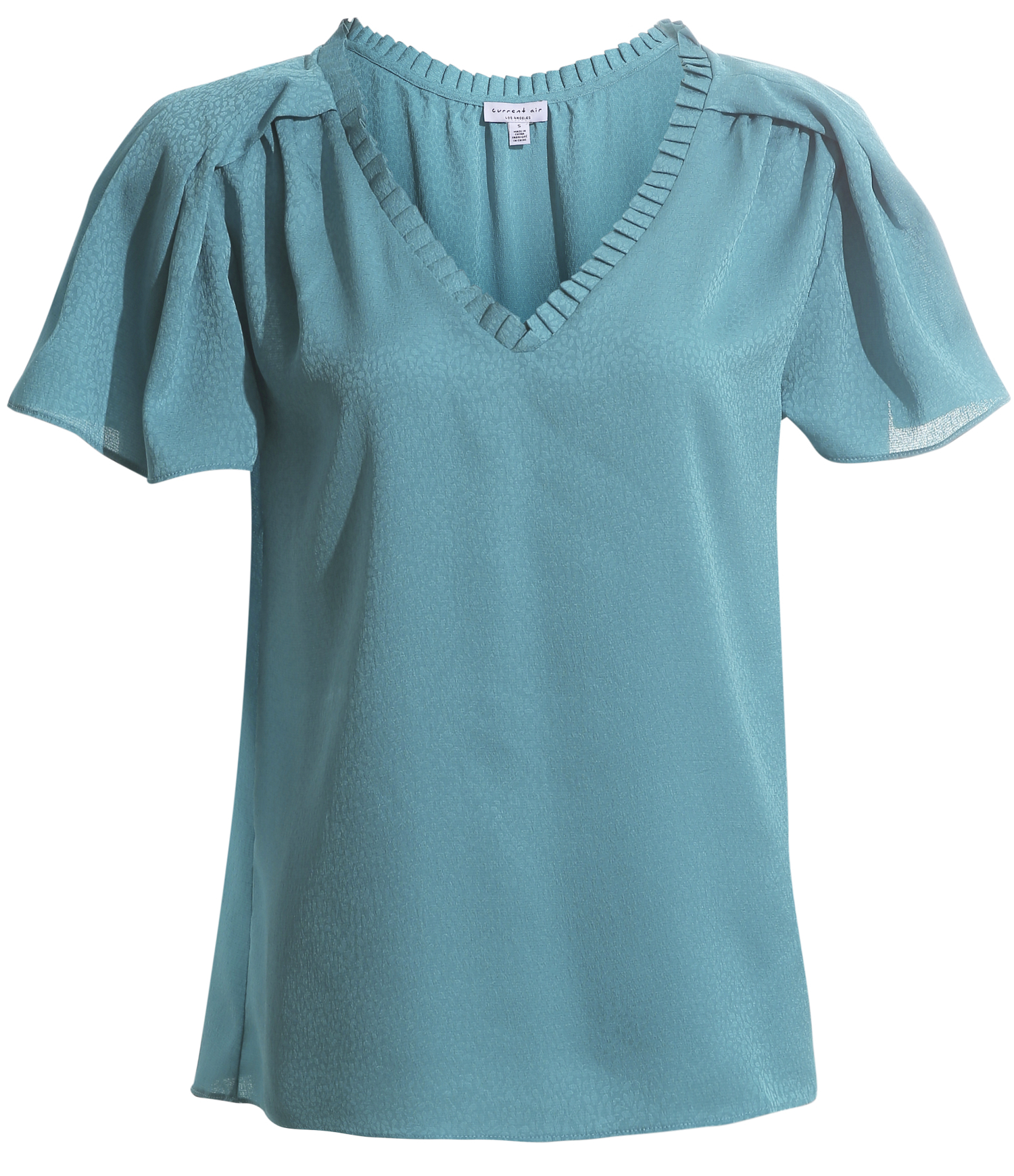V-Neck Blouse with Pleats