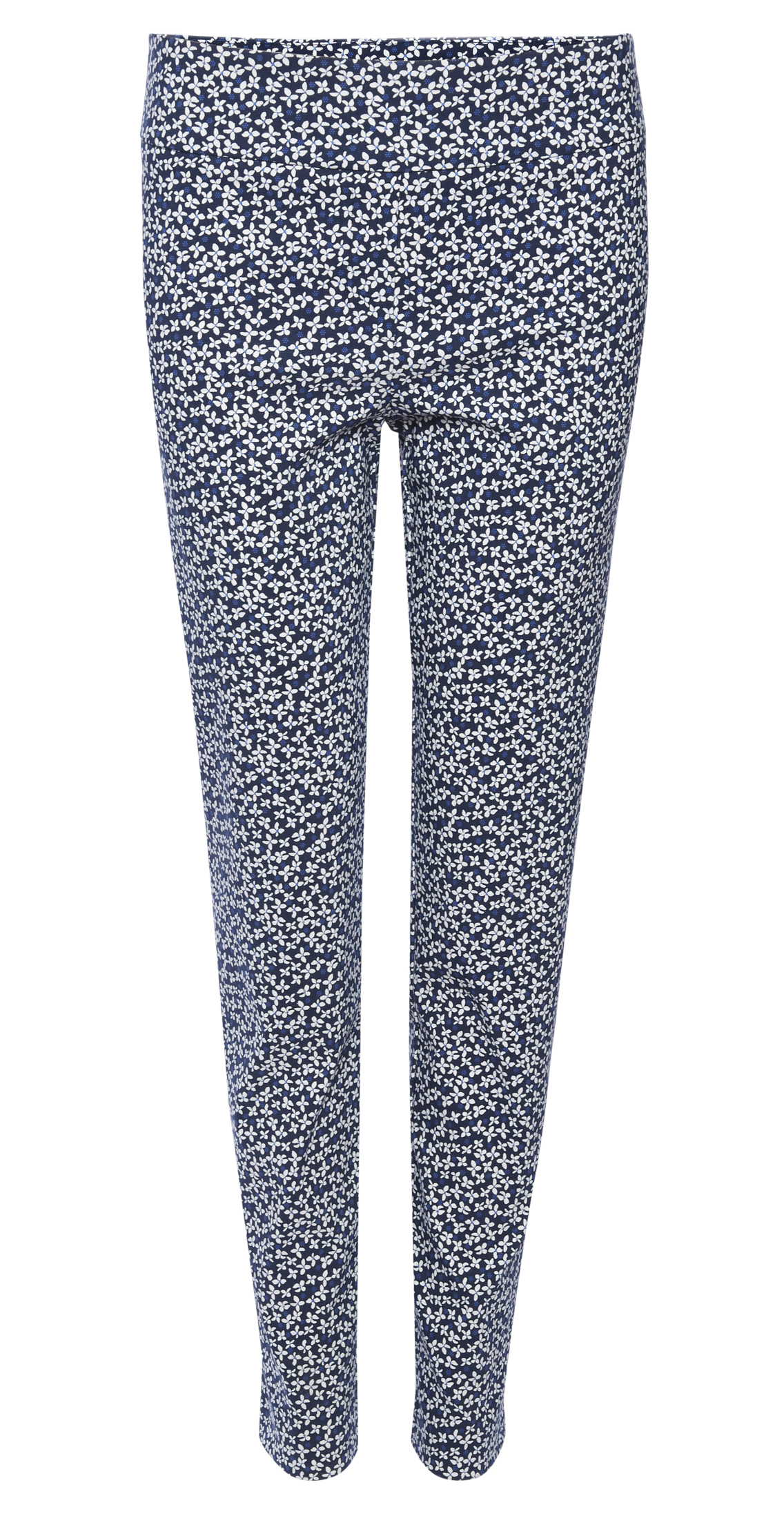 Margaret M Floral Print Slimming Pant in Navy/White | DAILYLOOK