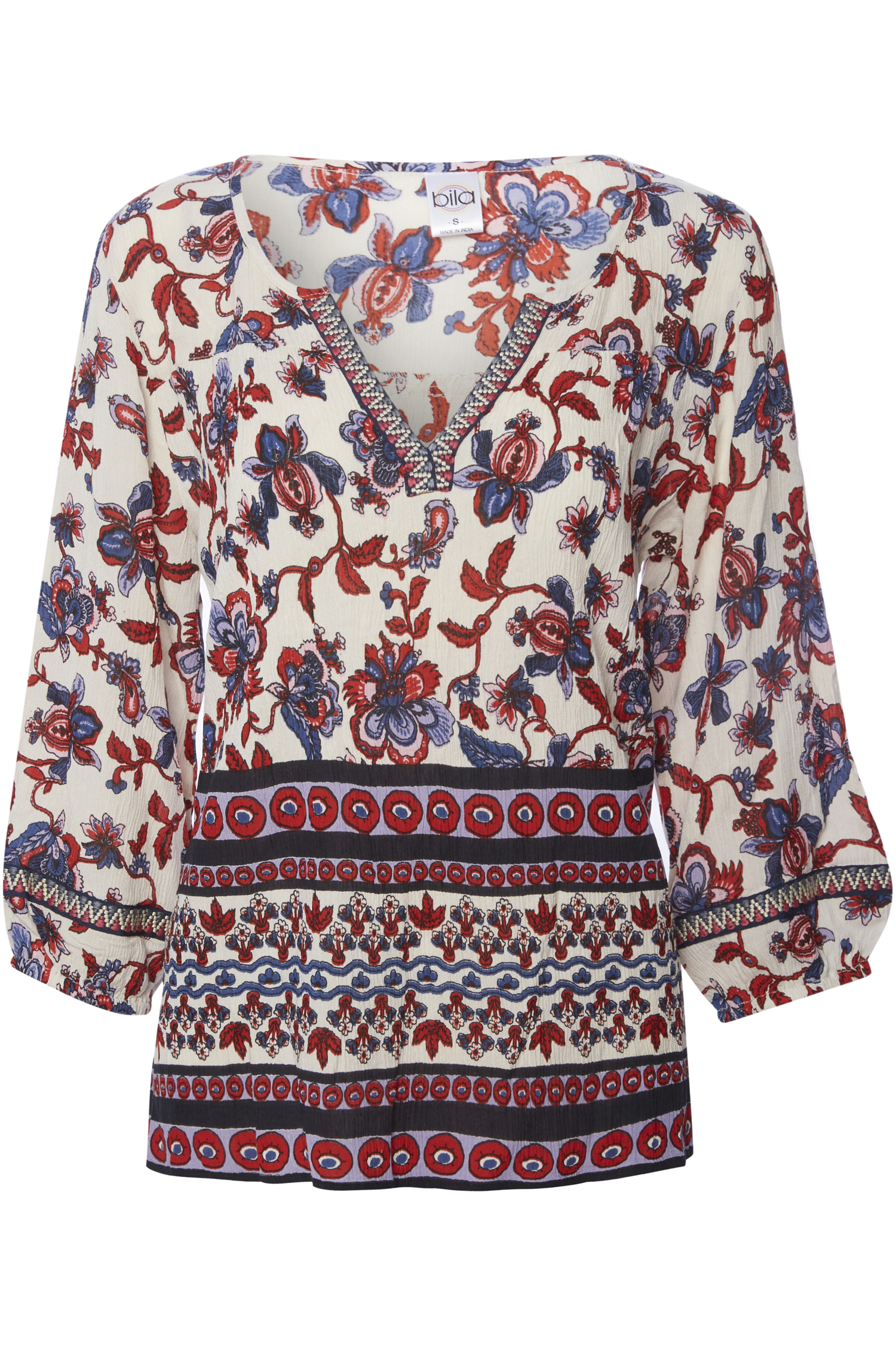 Bila Mixed Print 3/4 Sleeve Blouse