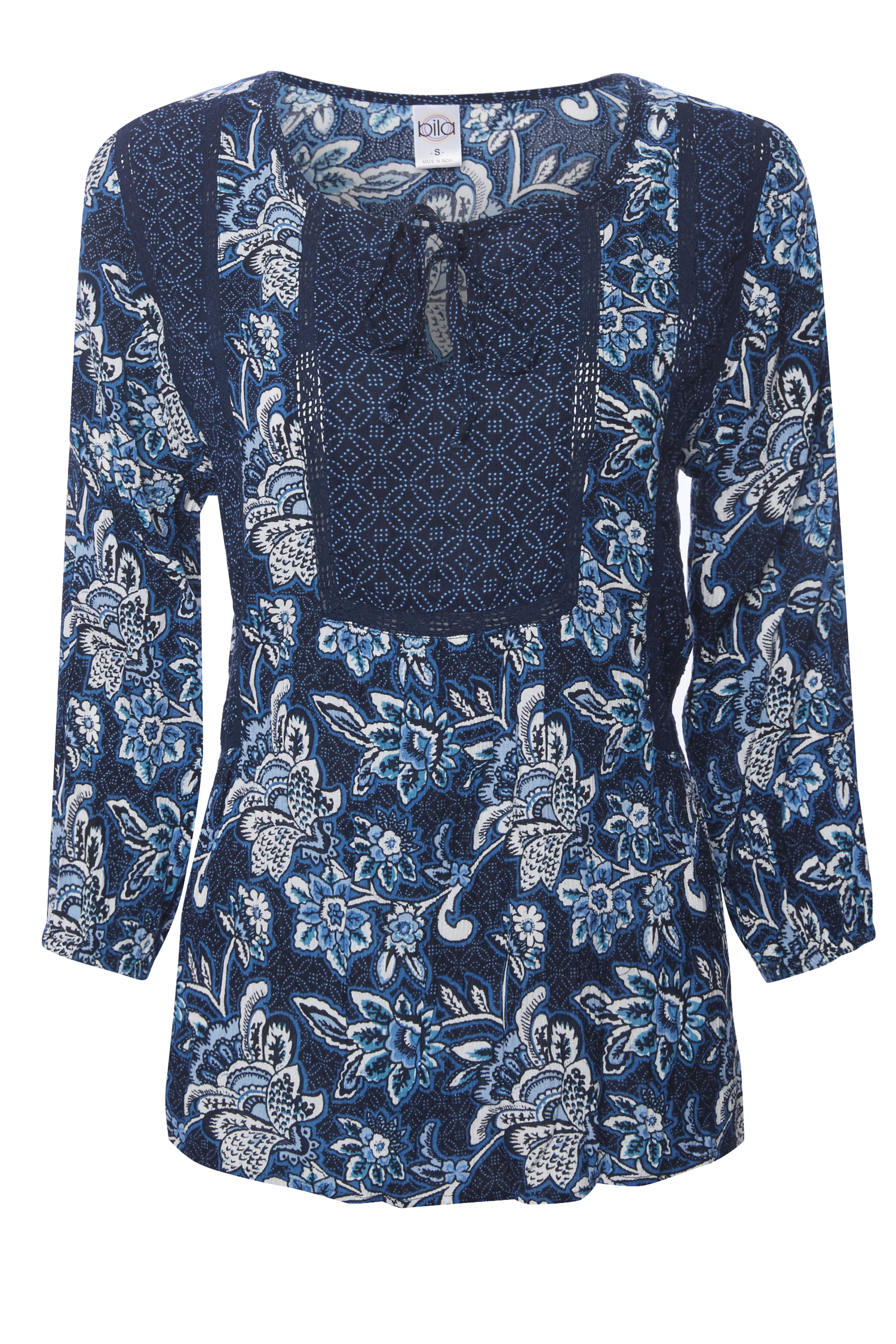 Bila Split Neck 3/4 Sleeve Blouse