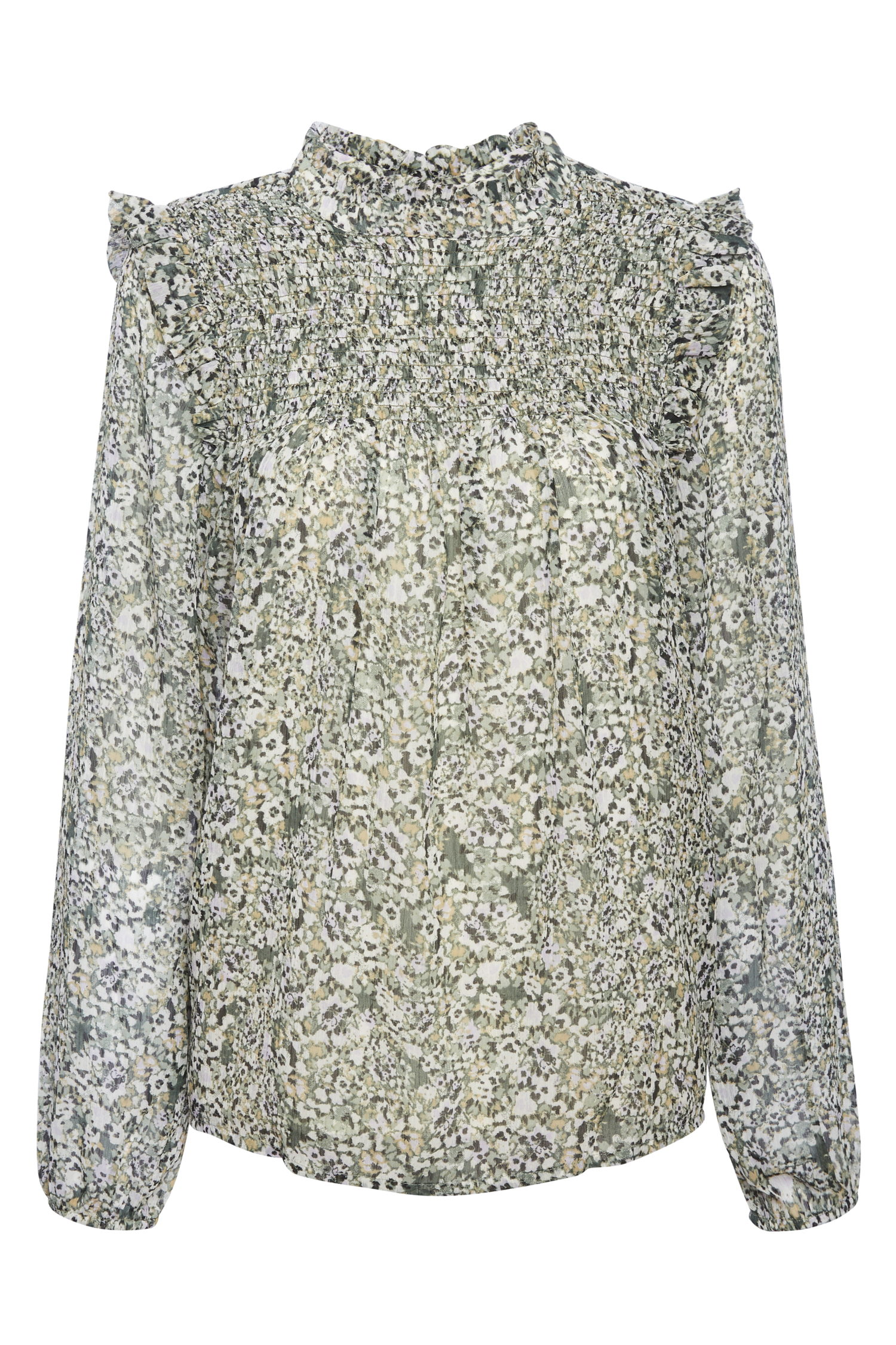 B. Young Floral Print Smocked Blouse