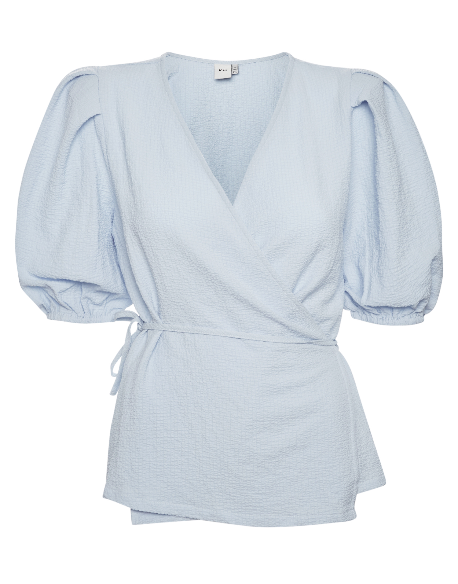 ICHI Puff Sleeve Wrap Top