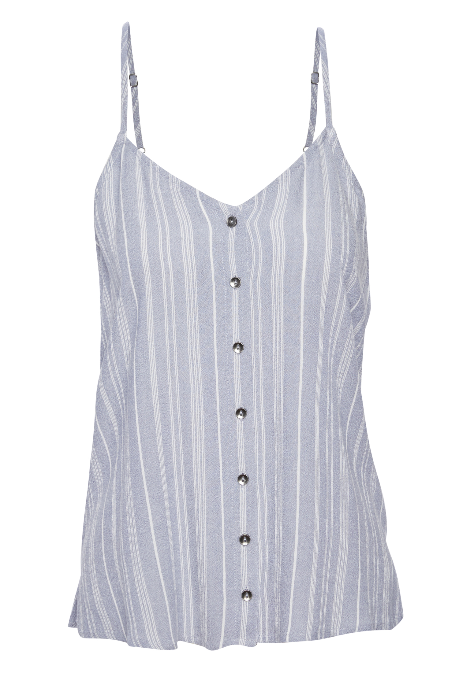 Chambray Striped Button Front Tank Top