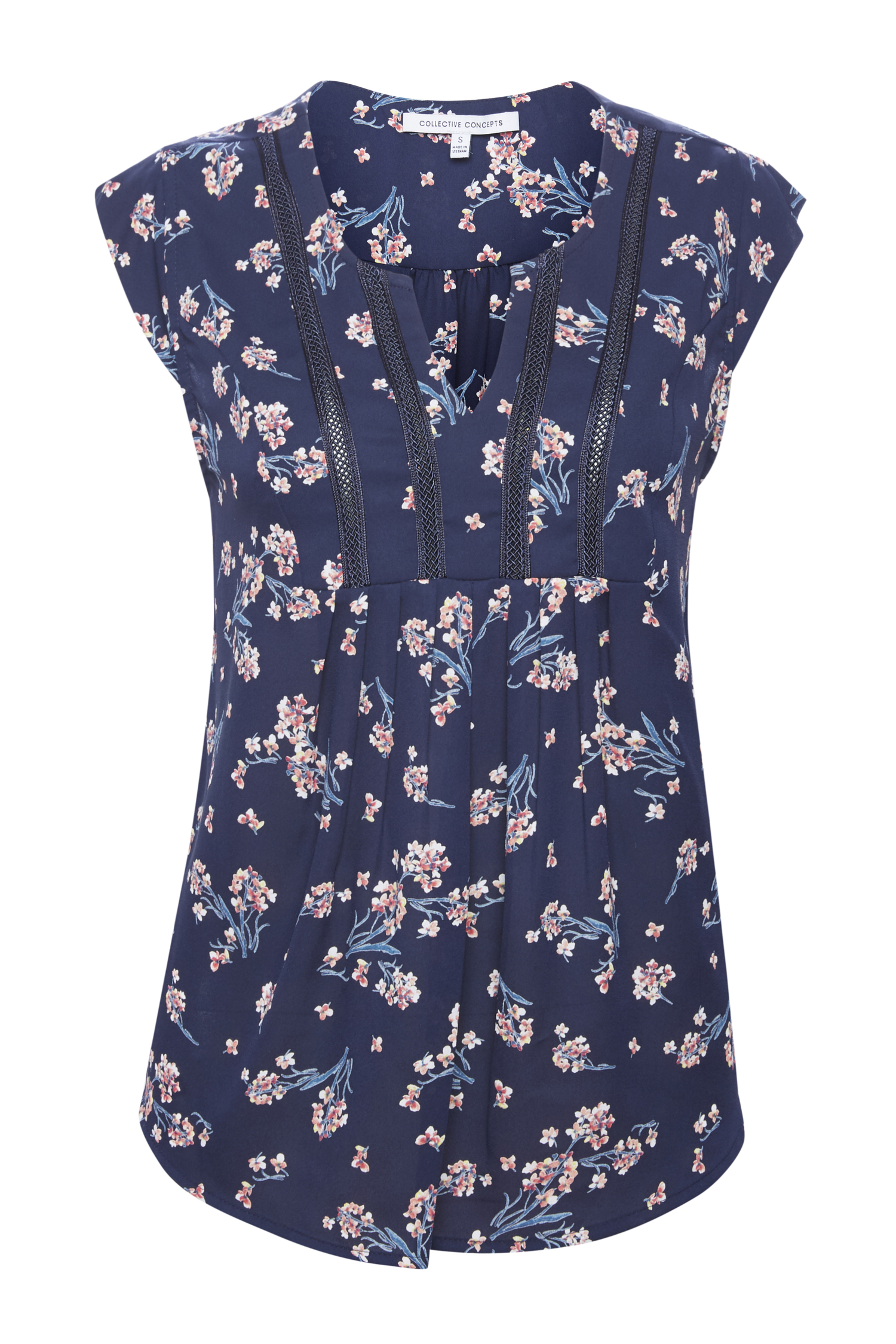 Collective Concepts Crochet Detail Printed Top