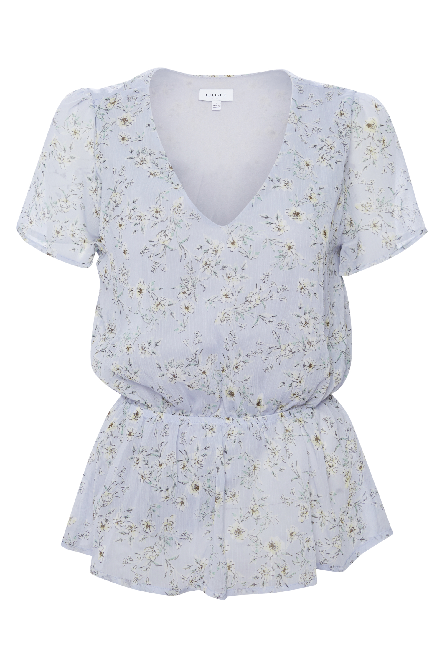 Short Puff Sleeve Floral Print Top