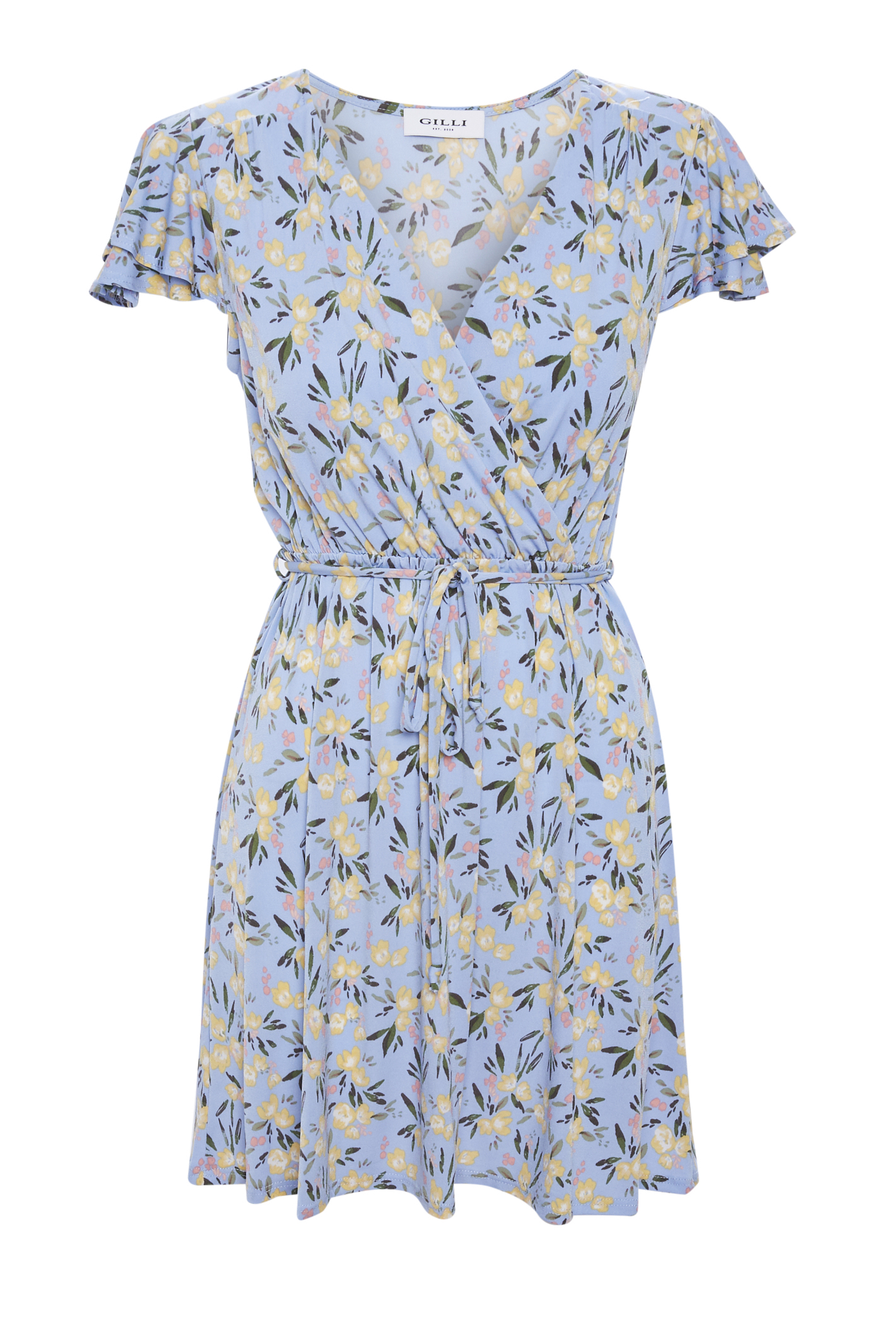 Surplice Neckline Floral Print Dress