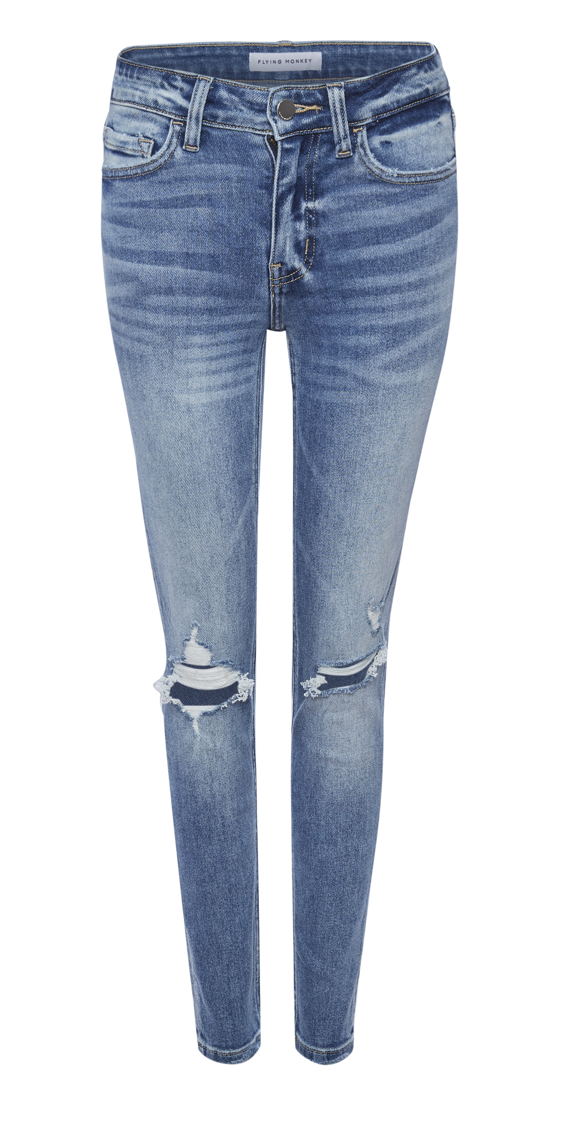 Mid Rise Distressed Denim