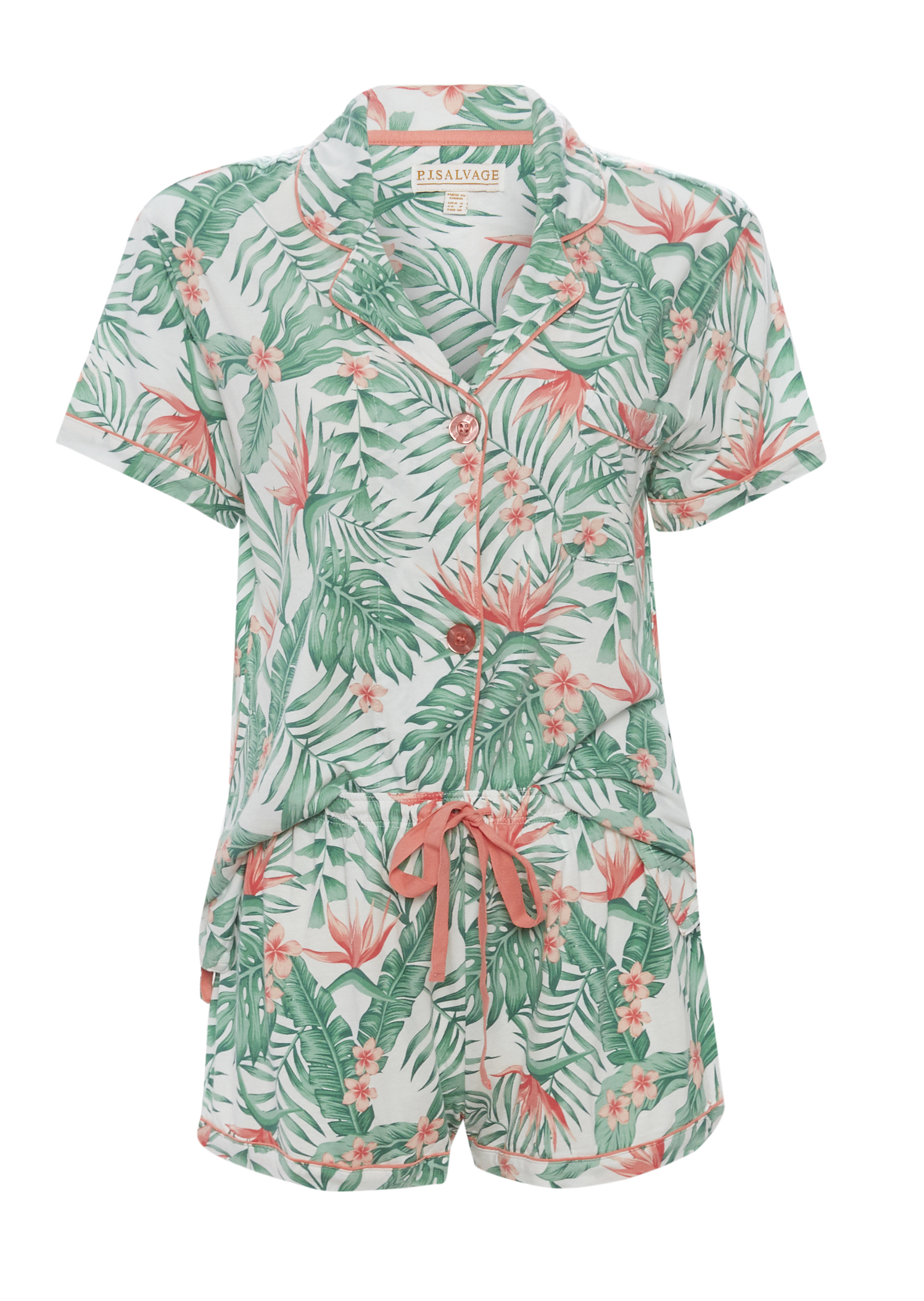 PJ Salvage Palm Print PJ Set with Mask