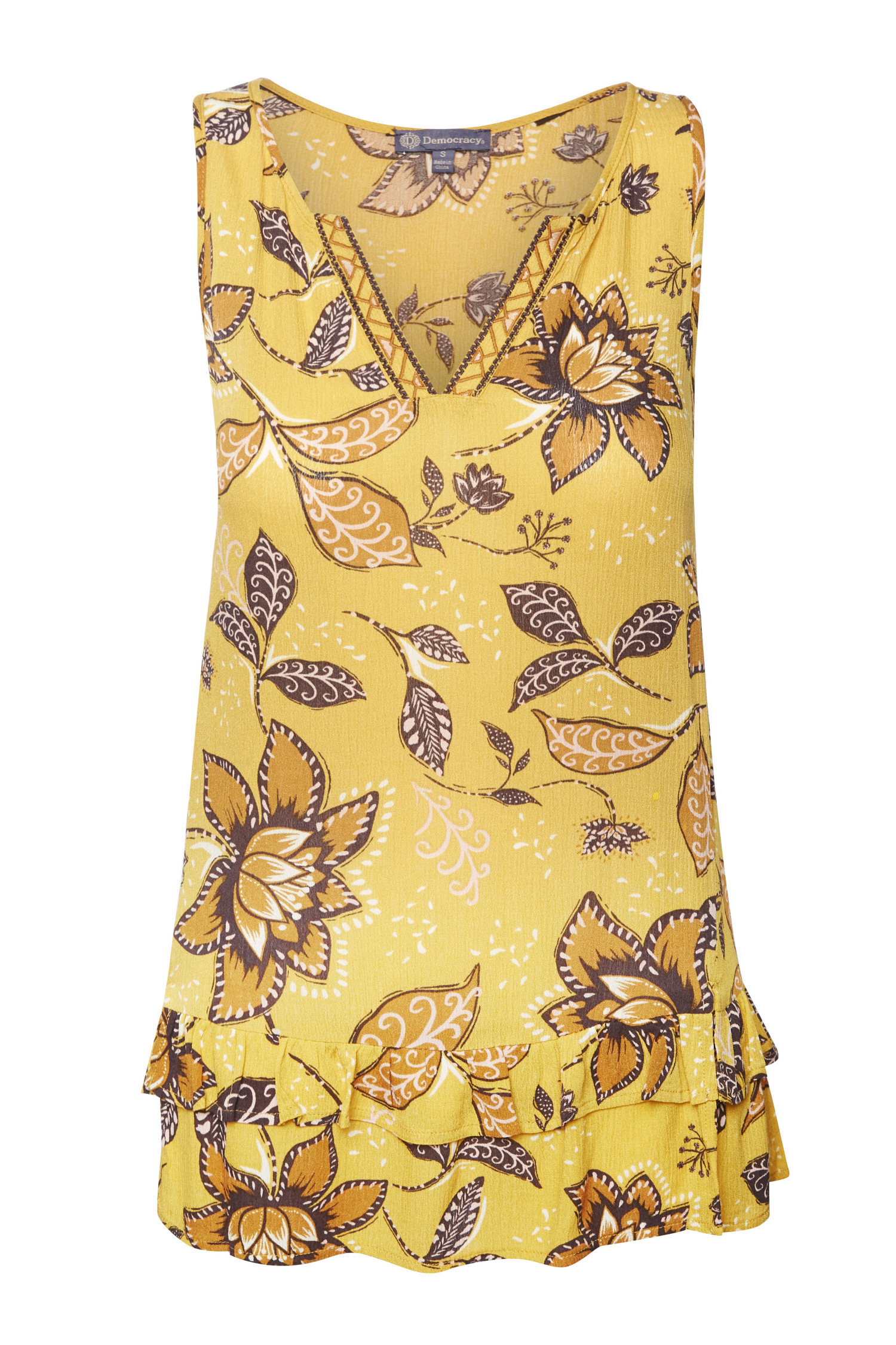 Democracy Embroidered V-Neck Floral Tank