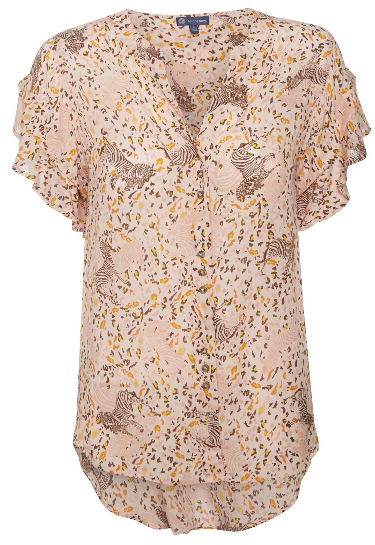 Democracy Flounce Short Sleeve Zebra Print Top