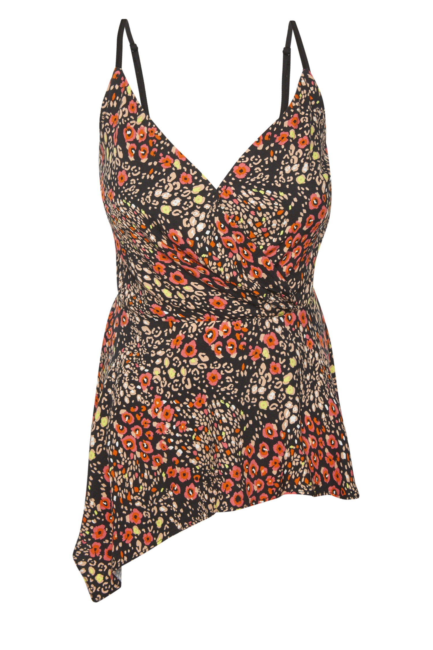 Faux Wrap Sleeveless Printed Top