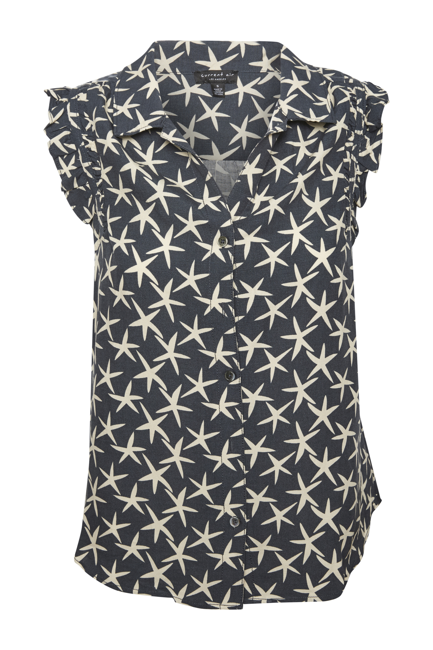 Star Print Ruffled Sleeve Top