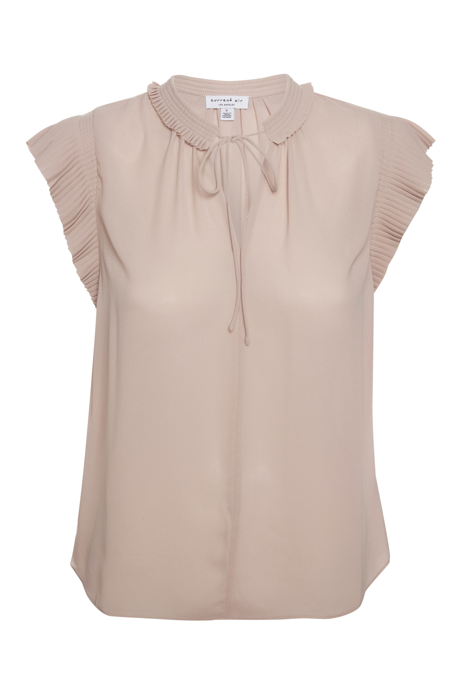 Pleated Cap Sleeve Blouse