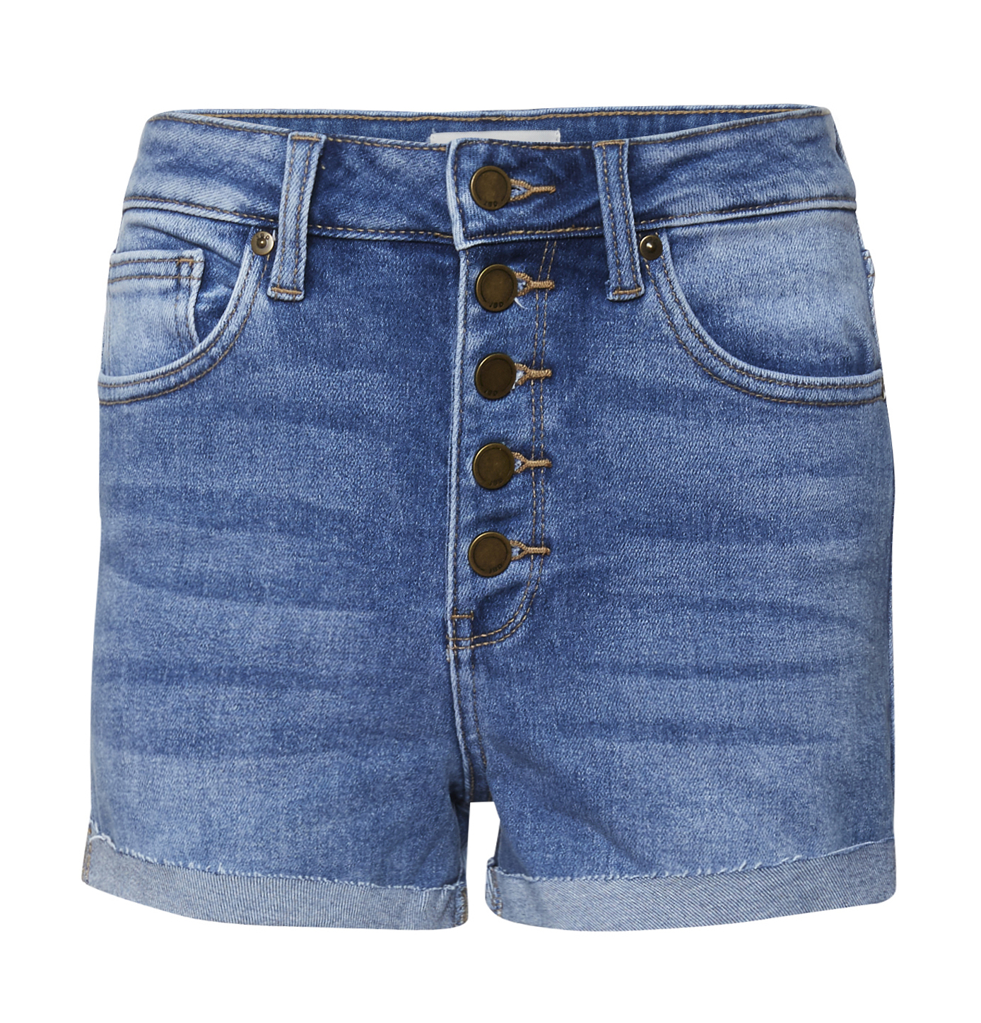 Just Black Button Fly Cuffed Short