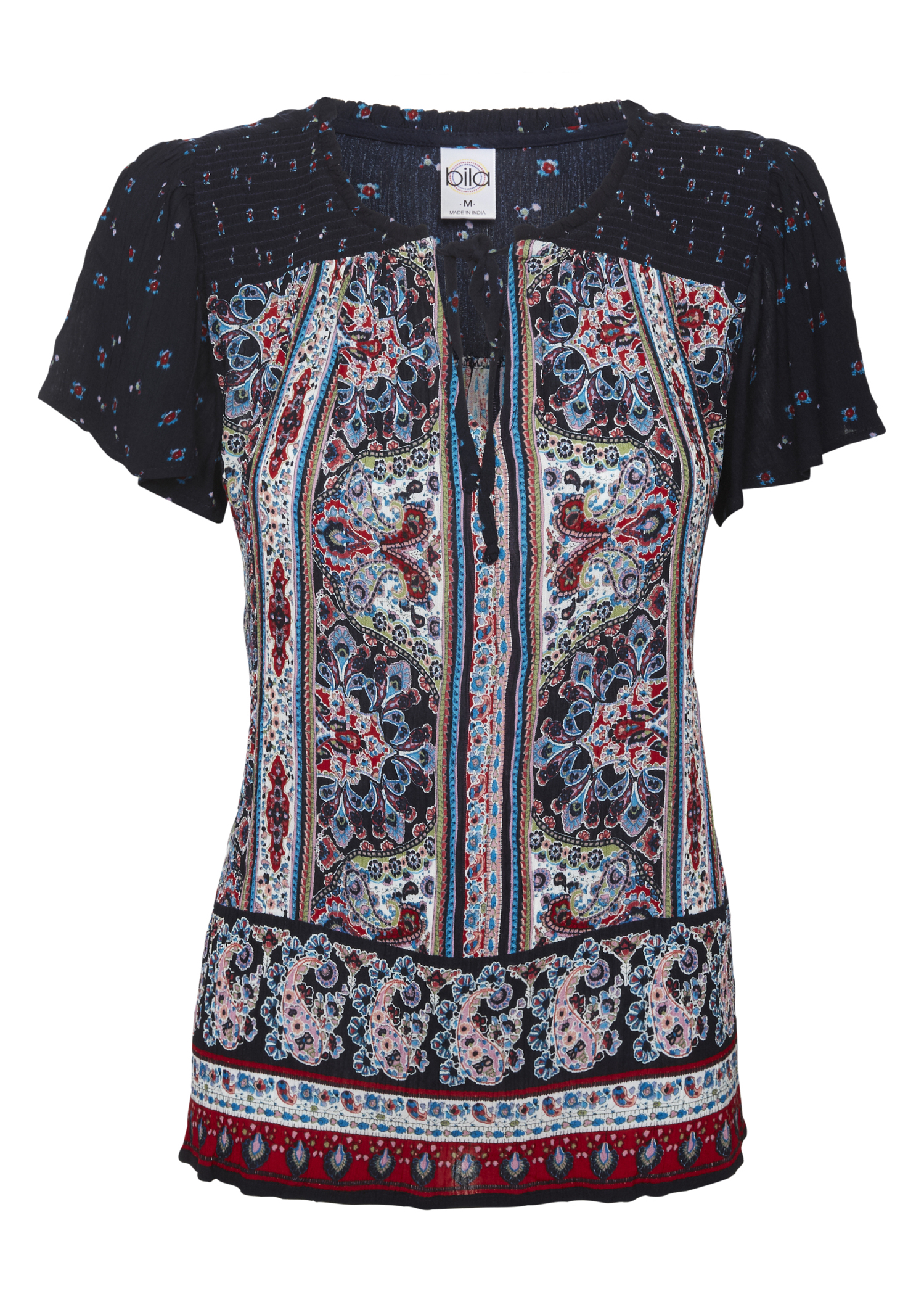 Bila Mixed Paisley Print Short Sleeve Top