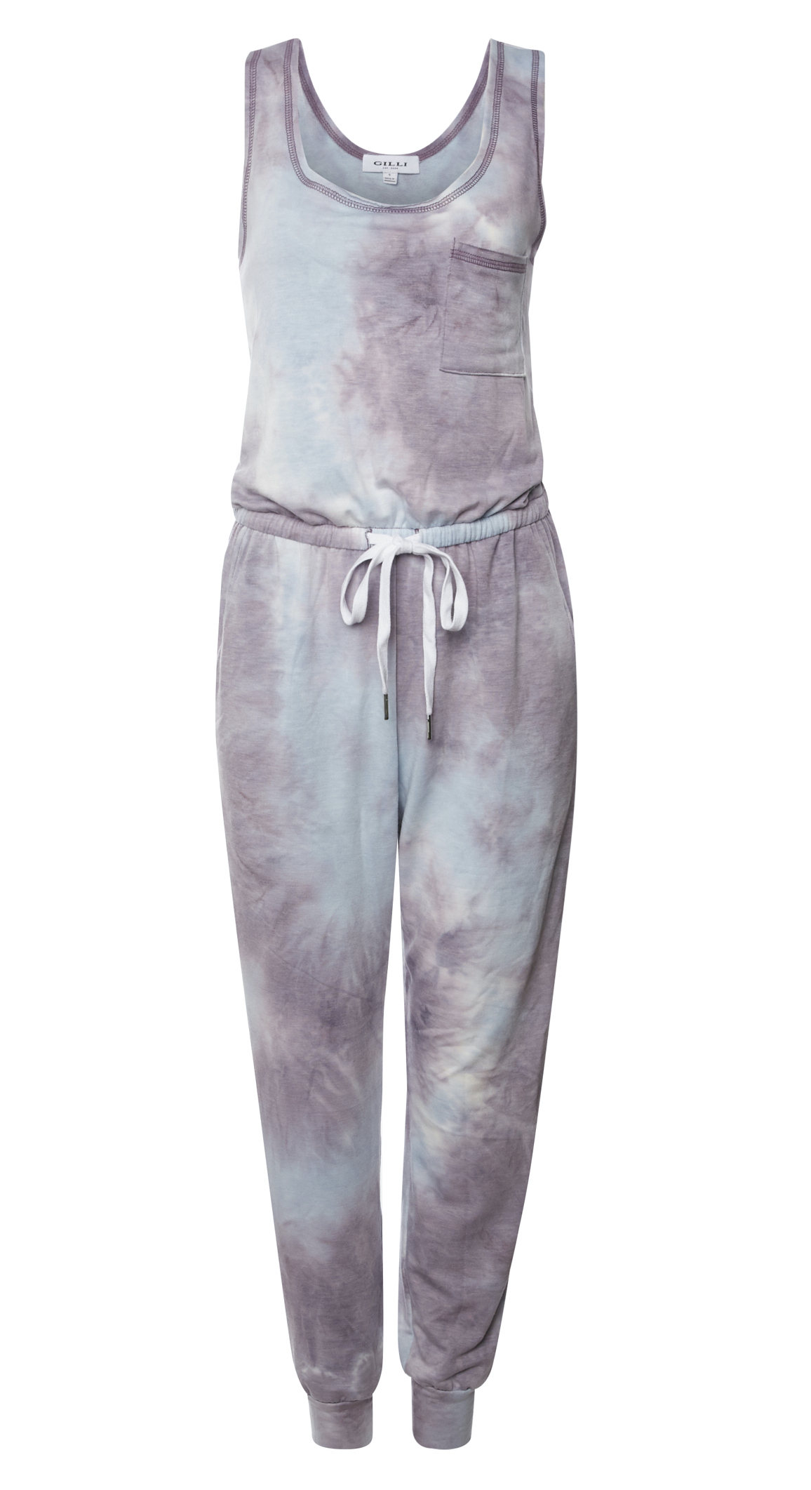 Sleeveless Drawstring Waist Tie Dye Jumpsuit