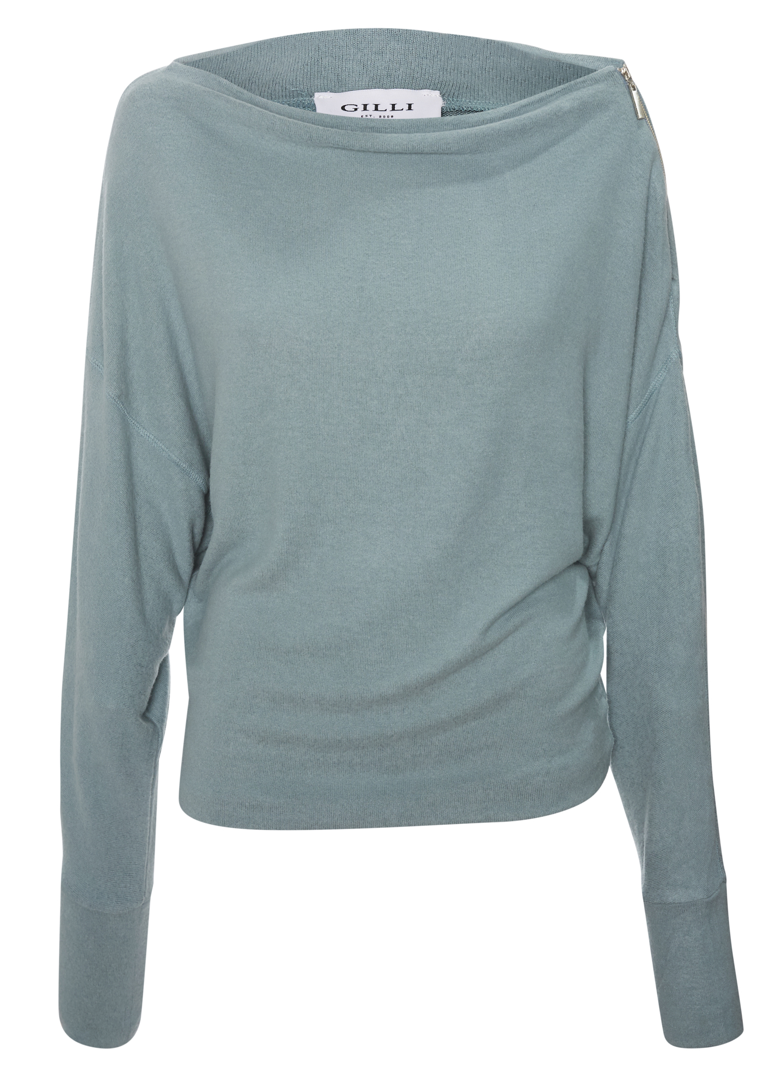 Katie Zipped Boat Neck Long Sleeve Top