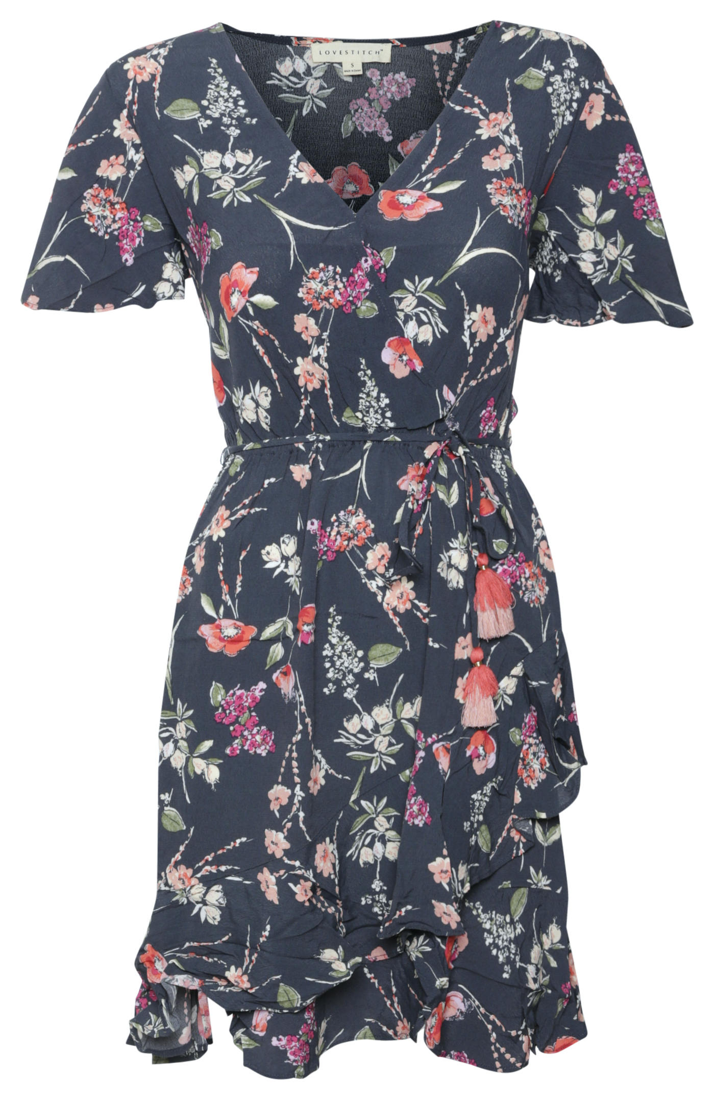 Flounce Sleeve Floral Print Dress