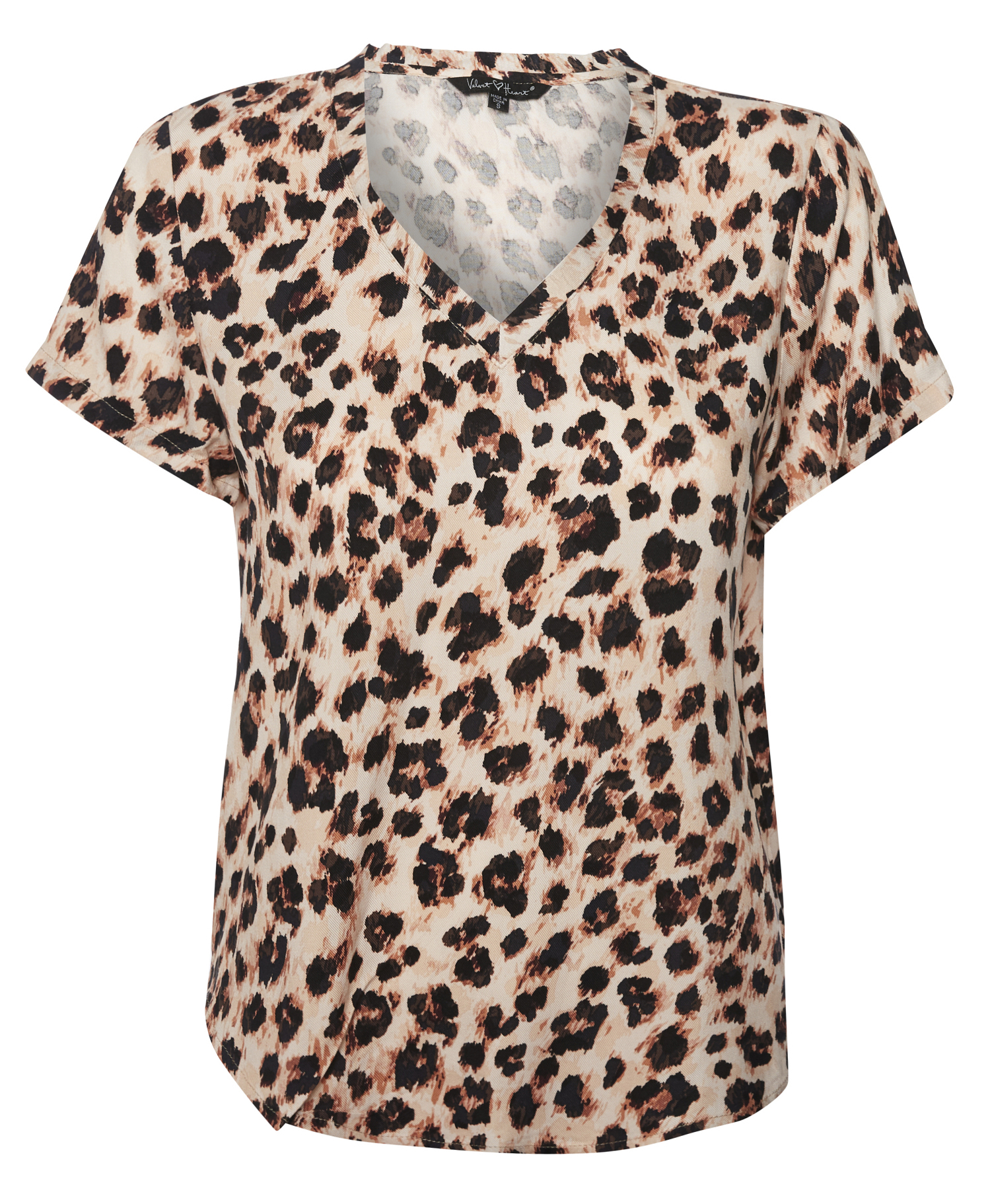 Velvet Heart V-Neck Leopard Print Tee